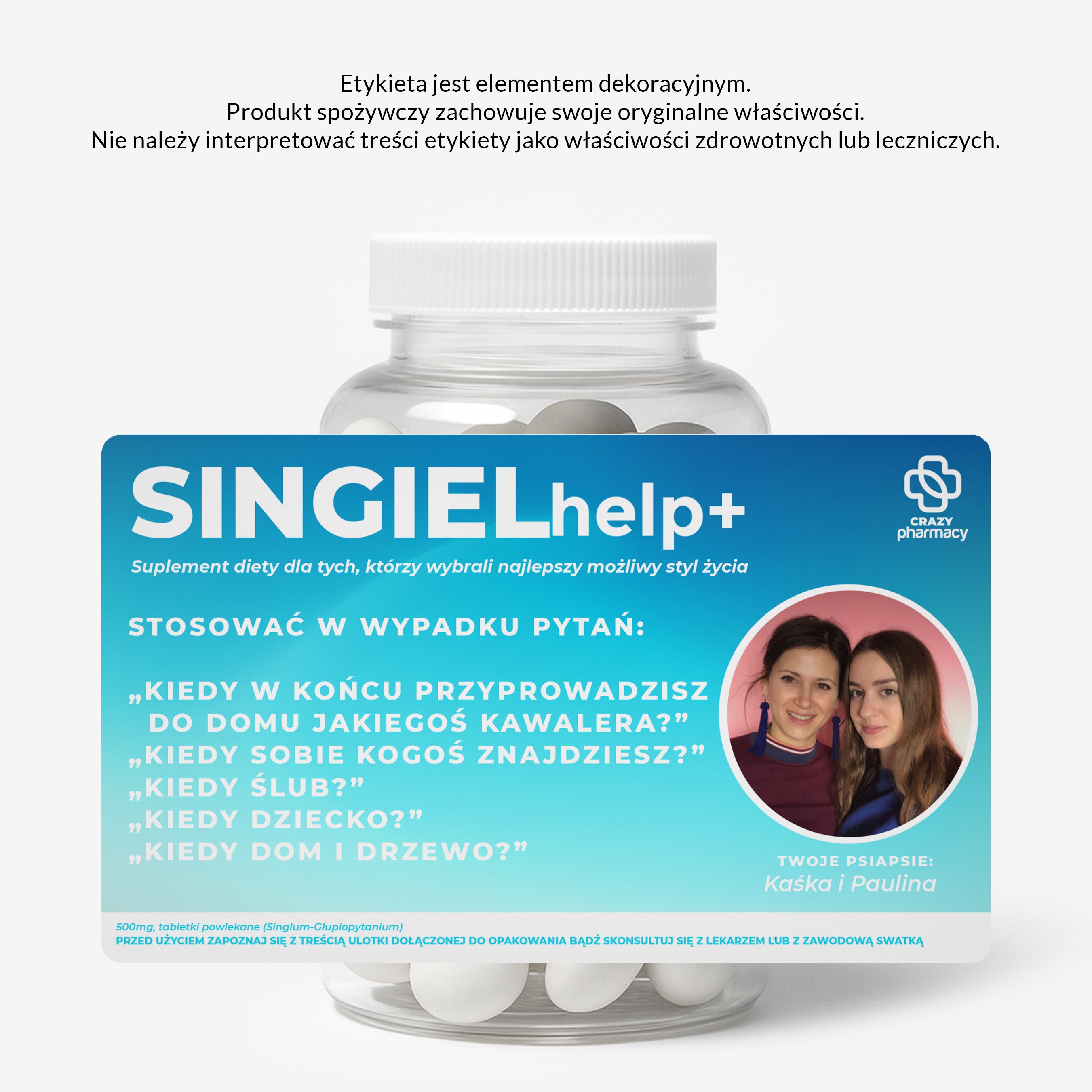 Zestaw prezentowy: miętówki + etykieta do naklejenia - Singiel Help prezent dla singla singielki