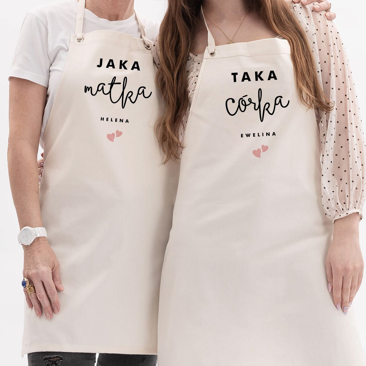 Komplet fartuchów dla mamy i córki z personalizacją fartuchy personalizowane prezent dla mamy i córki