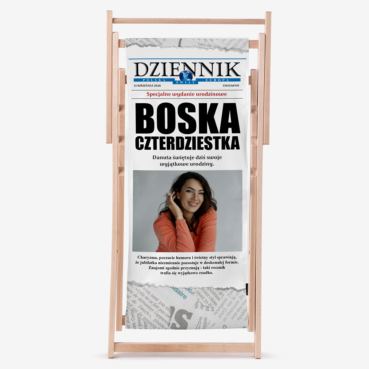 Leżak ze zdjęciem na urodziny - personalizowany prezent