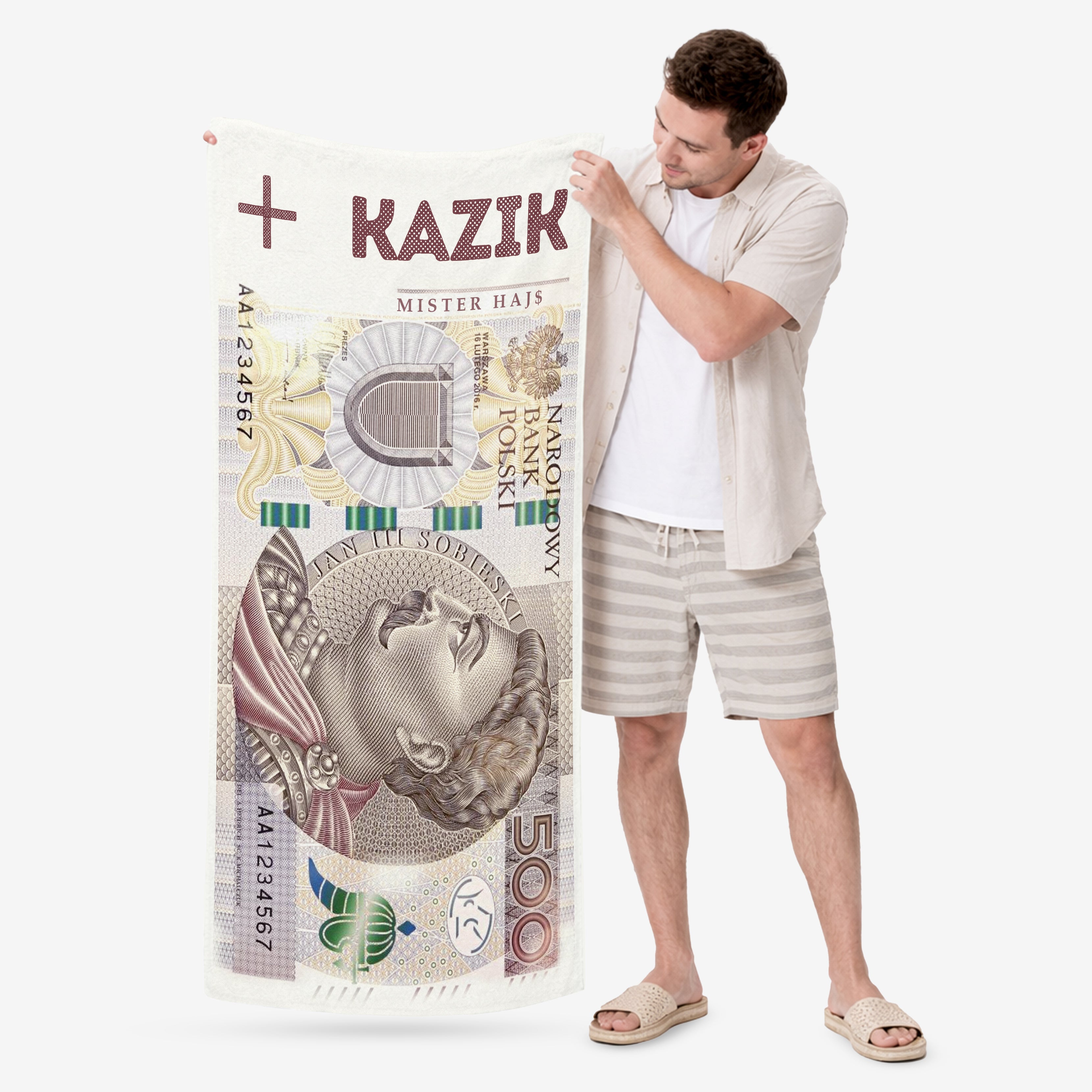 Ręcznik banknot z imieniem - prezent dla chłopaka