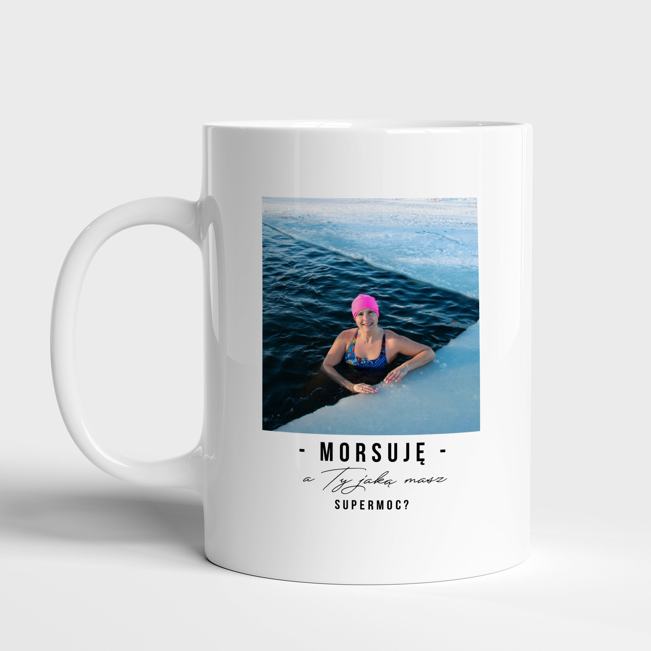 Personalizowany kubek ze zdjęciem - prezent dla miłośnika morsowania kubek personalizowany prezent dla morsa