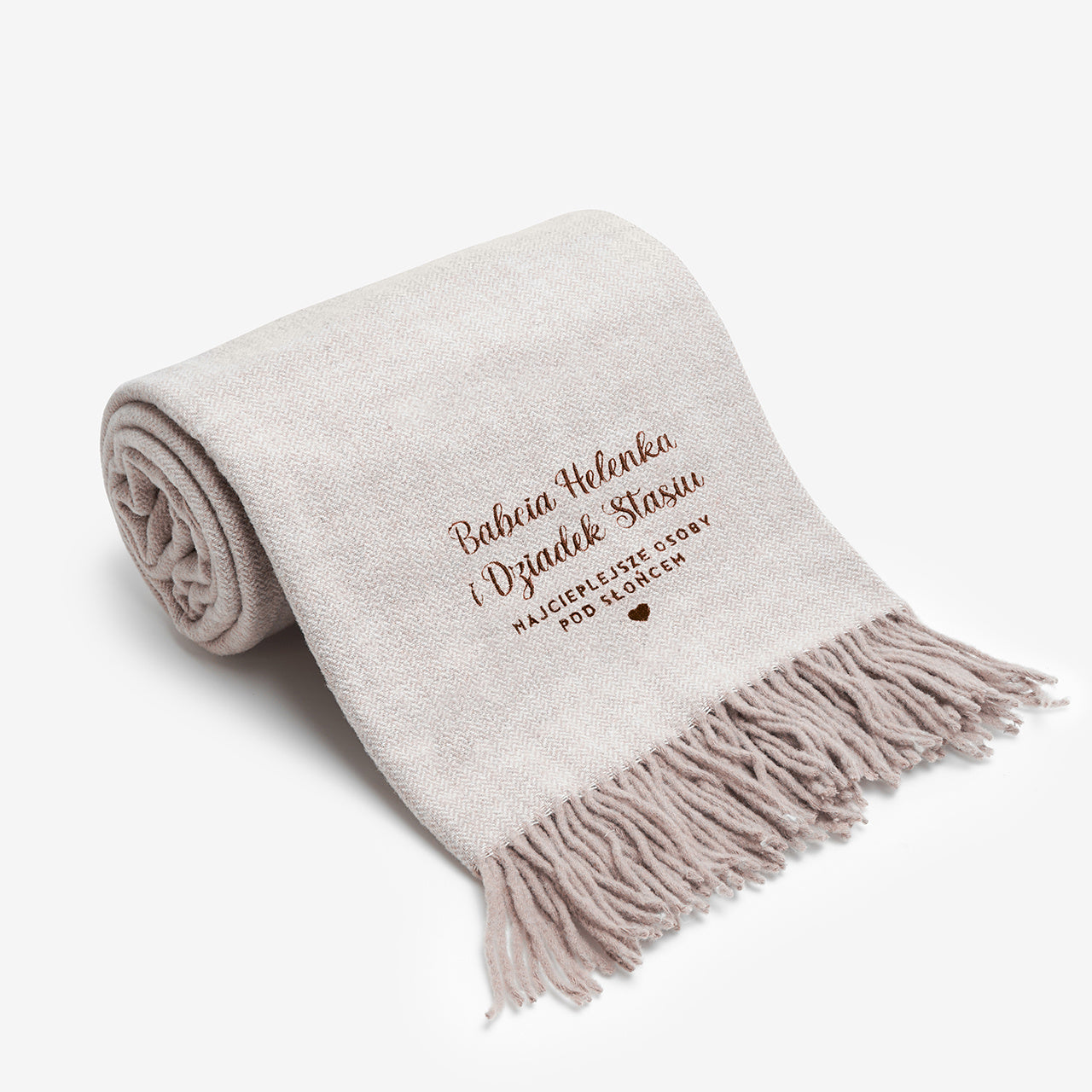 Beżowy koc z wełny - prezent na Dzień Babci i Dziadka koc wełniany beżowy koc prezent dla Babci i Dziadka