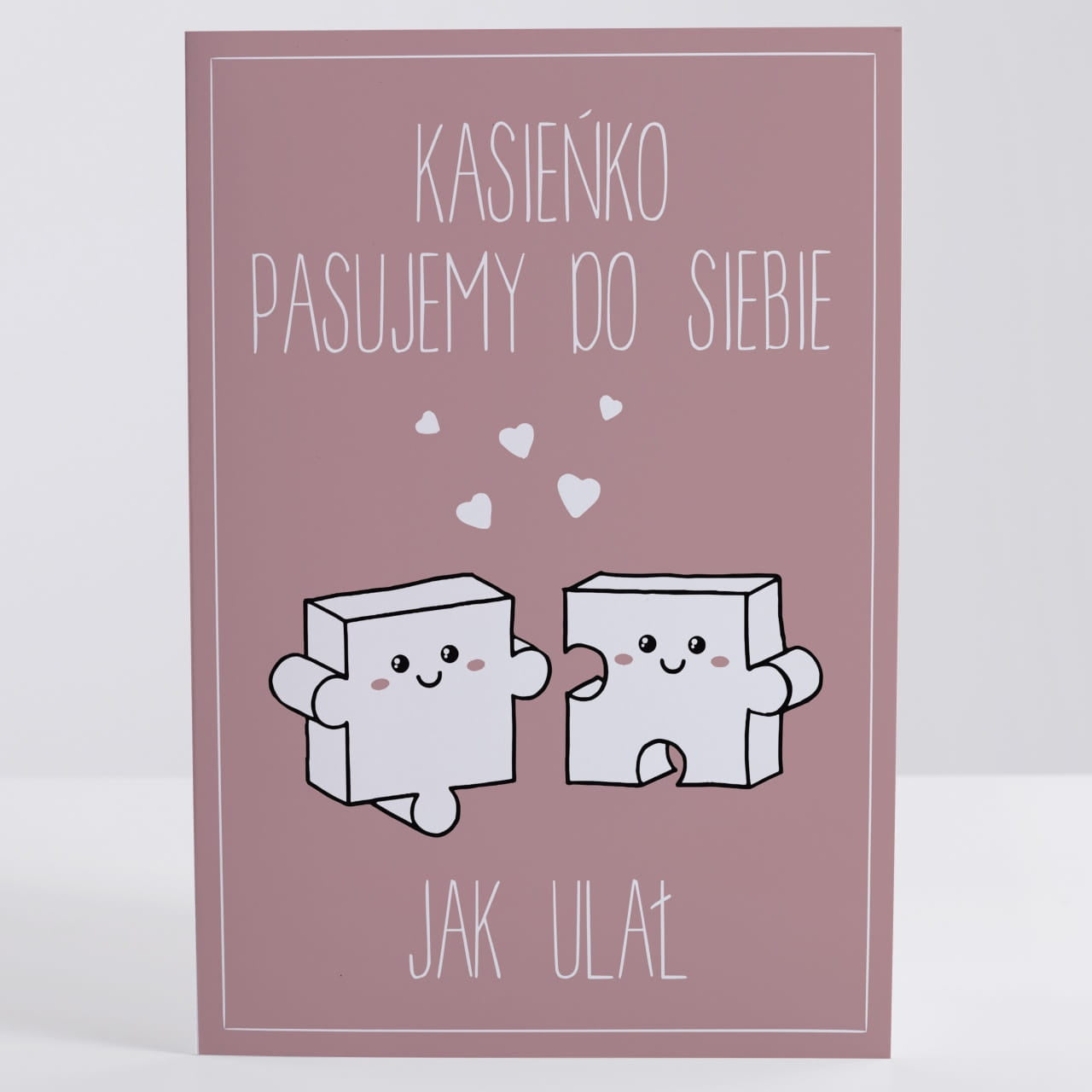 Kartka walentynkowa z personalizacją - puzzle kartka dla zakochanych prezent na Walentynki kartka miłosna 