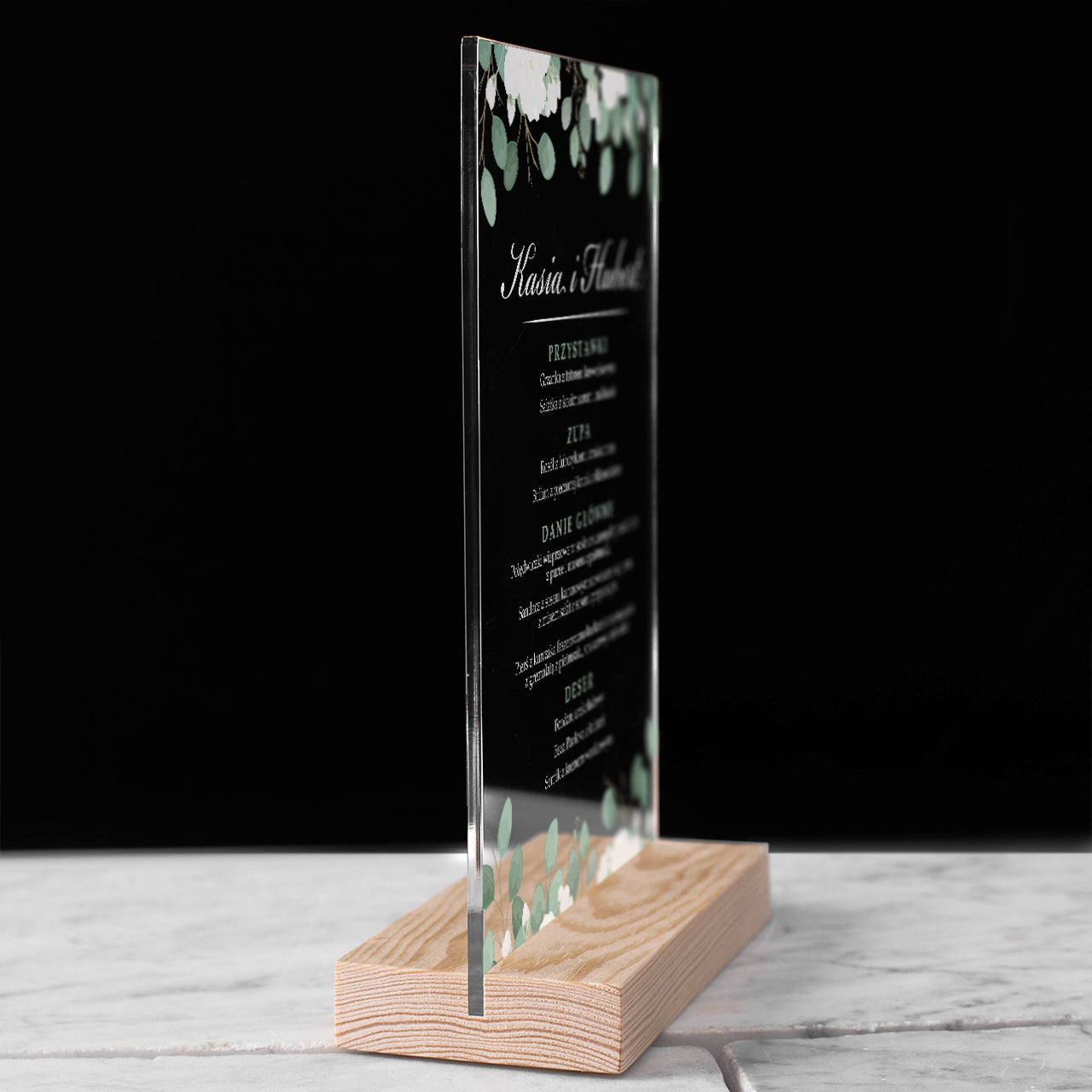 Personalizowana dekoracja stołu weselnego - menu weselne
