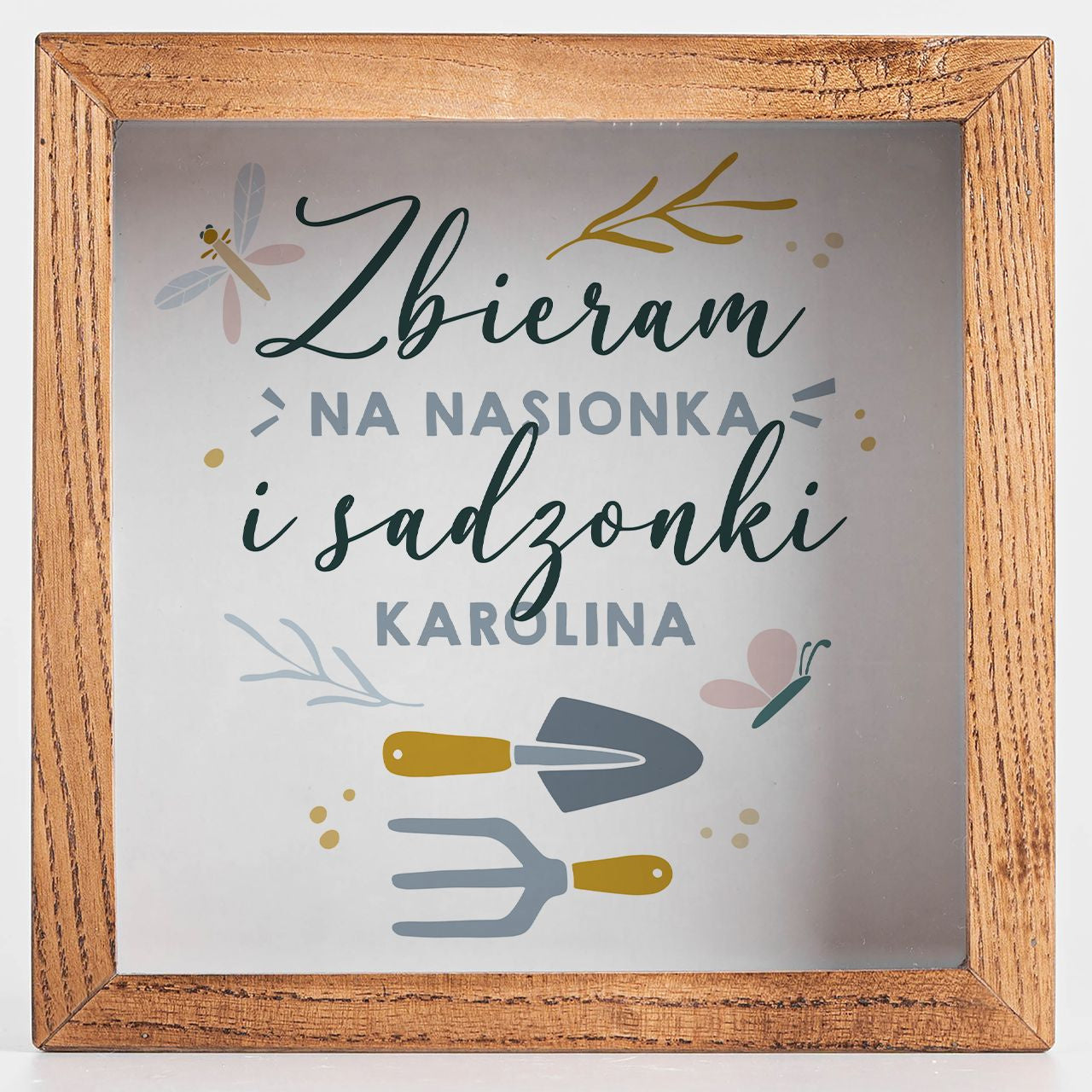 Skarbonka z szybką - Zbieram na nasionka - prezent dla ogrodnika