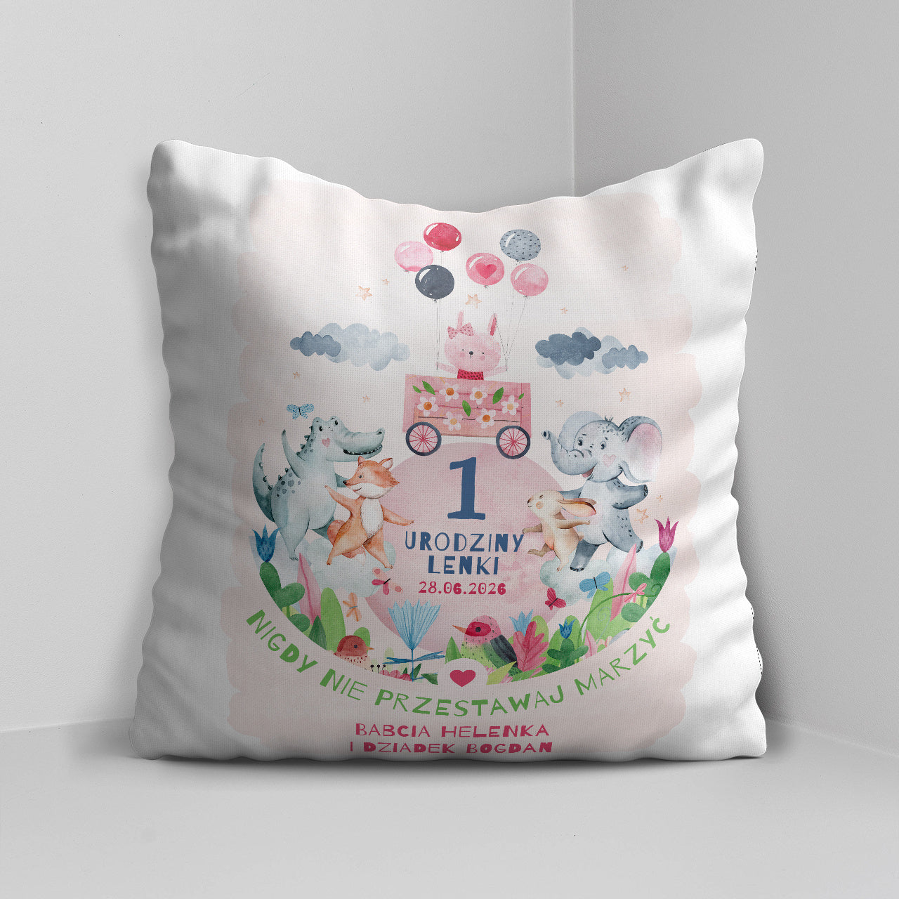 Personalizowana poduszka dla dziecka - prezent na roczek dla dziewczynki prezent dla dziecka 