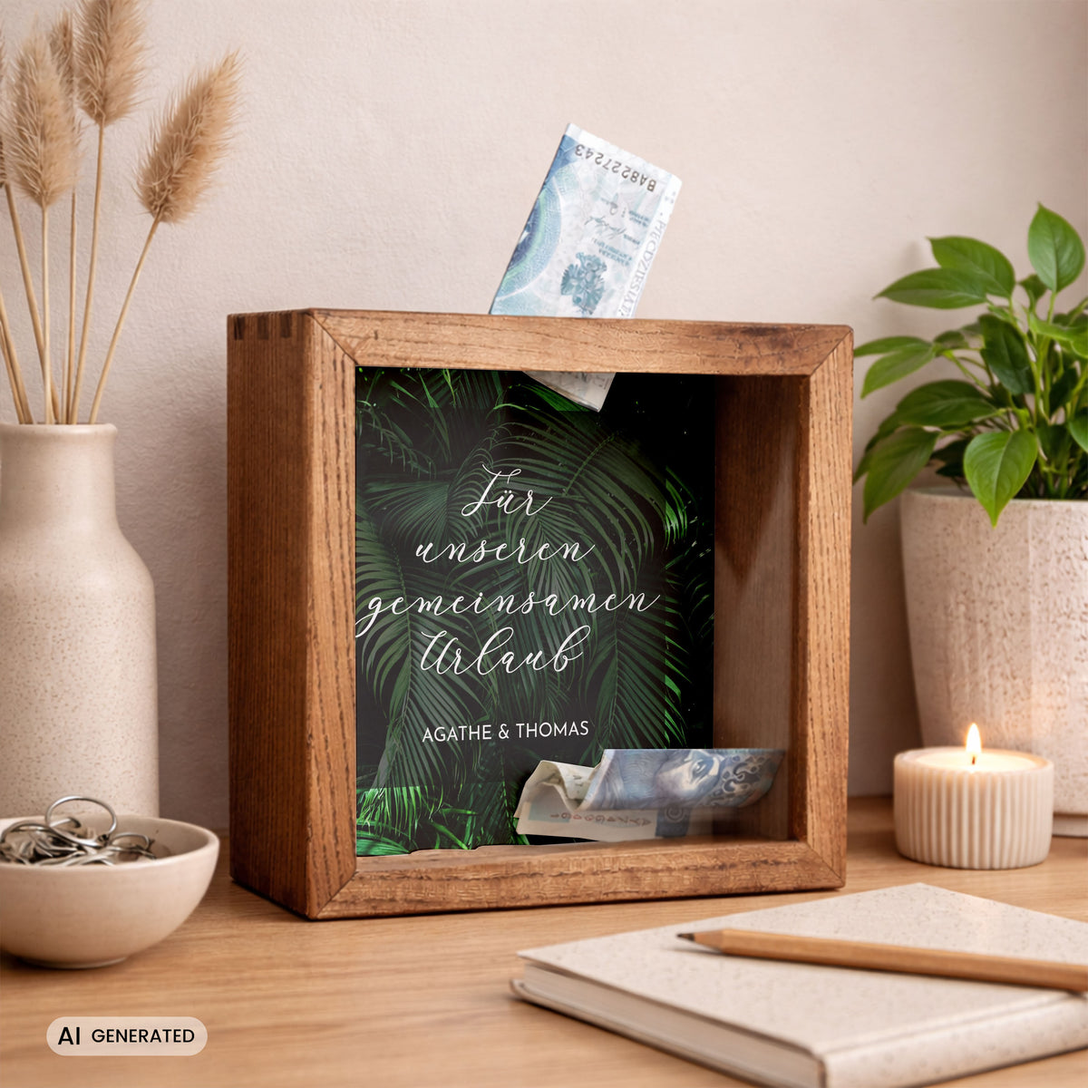 Personalisierte Spardose FÜR DEN URLAUB - Geschenk zum Hochzeitstag
