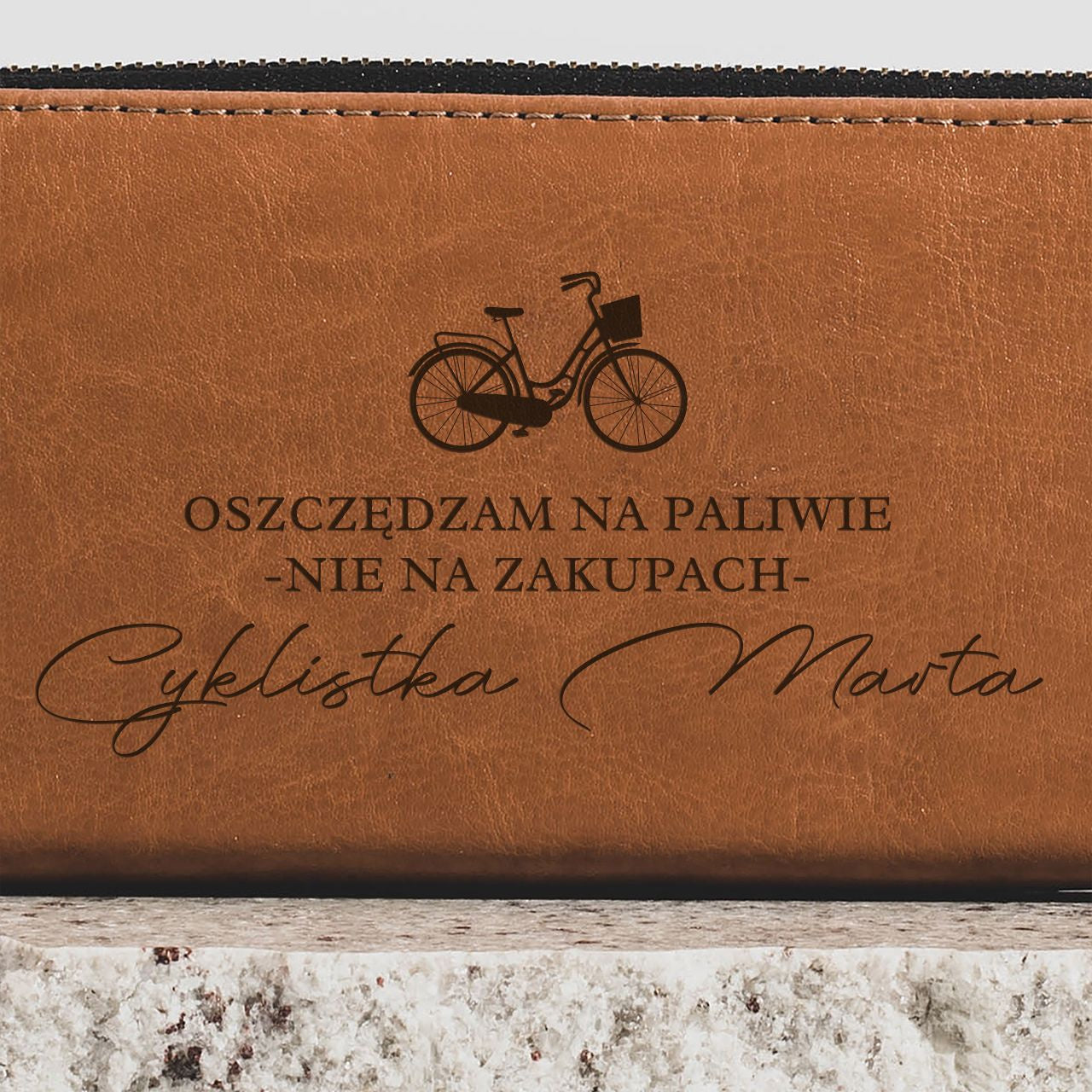 Personalizowany portfel - prezent dla rowerzystki