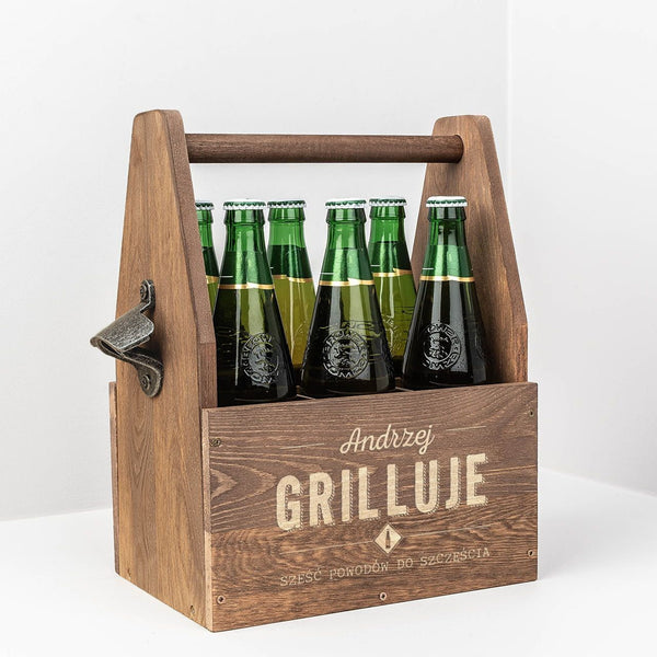 Grawerowane nosidło - prezent dla miłośnika grillowania skrzynka na piwo prezent dla piwosza