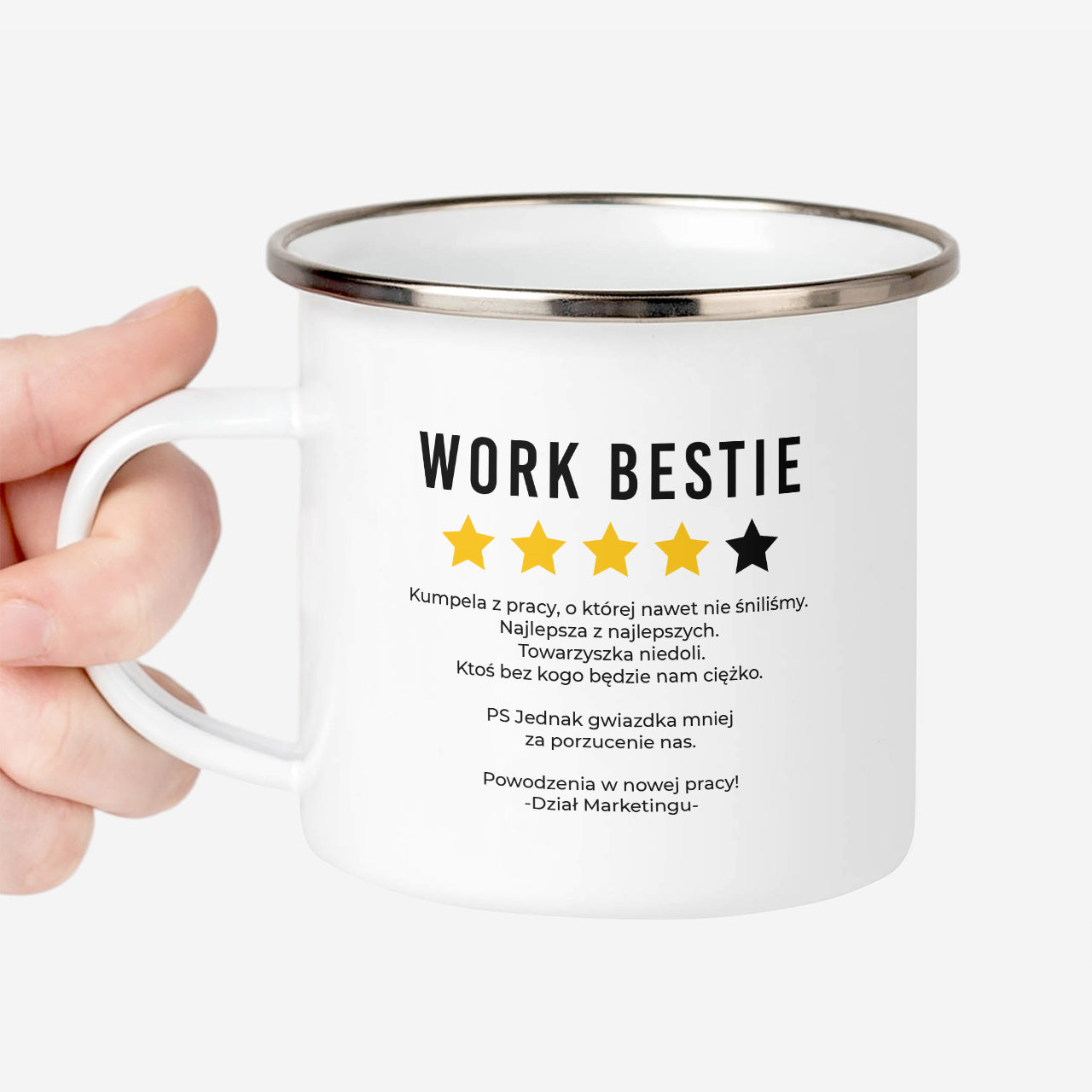 Kubek na odejście z pracy - Work Bestie - prezent dla koleżanki z biura personalizowany kubek