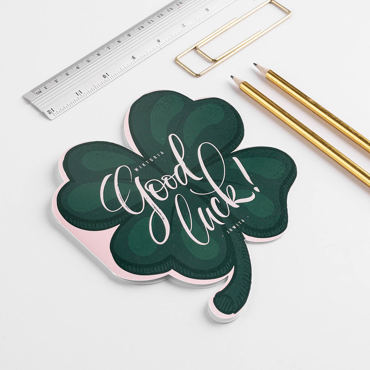 Personalizowana kartka na szczęście - koniczynka Good Luck