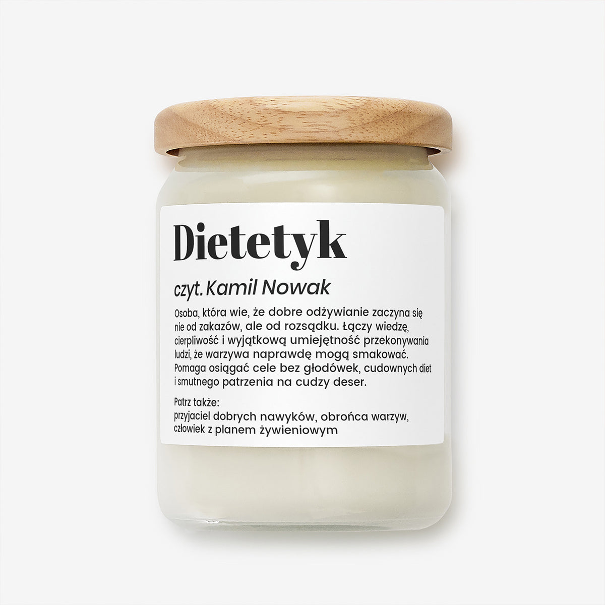 Personalizowana świeca z defnicją - prezent dla dietetyka