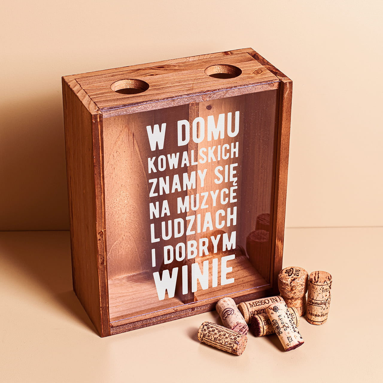 Pojemnik na korki od wina na parapetówkę prezent na parapetówkę prezent do nowego domu skrzynka na korki od wina