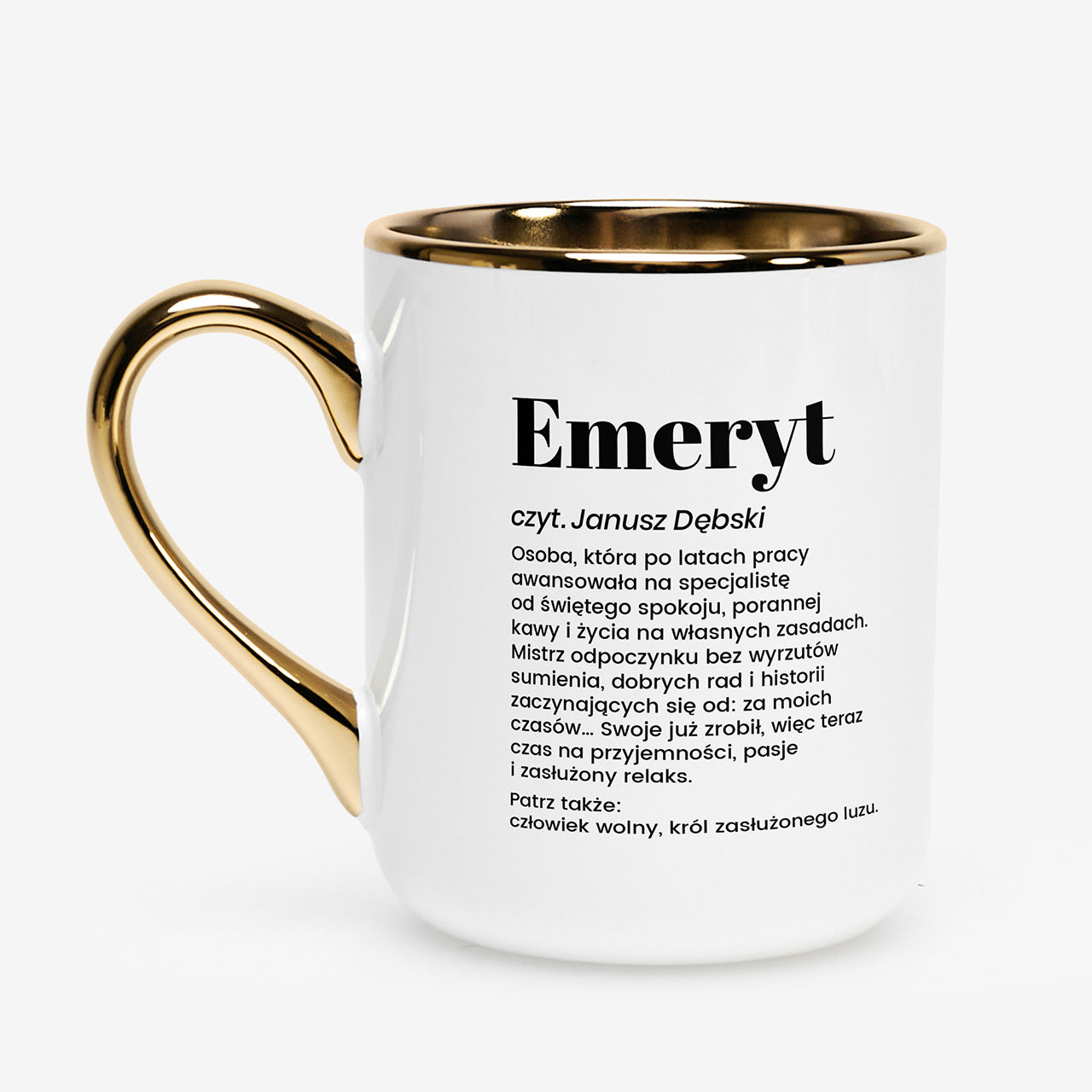 Kubek elegancki dla emeryta - śmieszny prezent dla emeryta