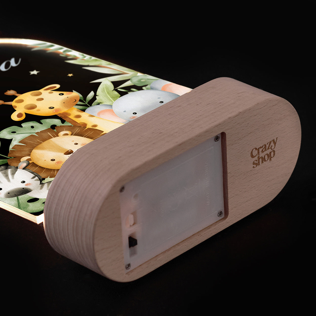 Personalizowana lampka nocna dla niemowląt - Safari lampka z imieniem dla dziecka prezent na narodziny dziecka