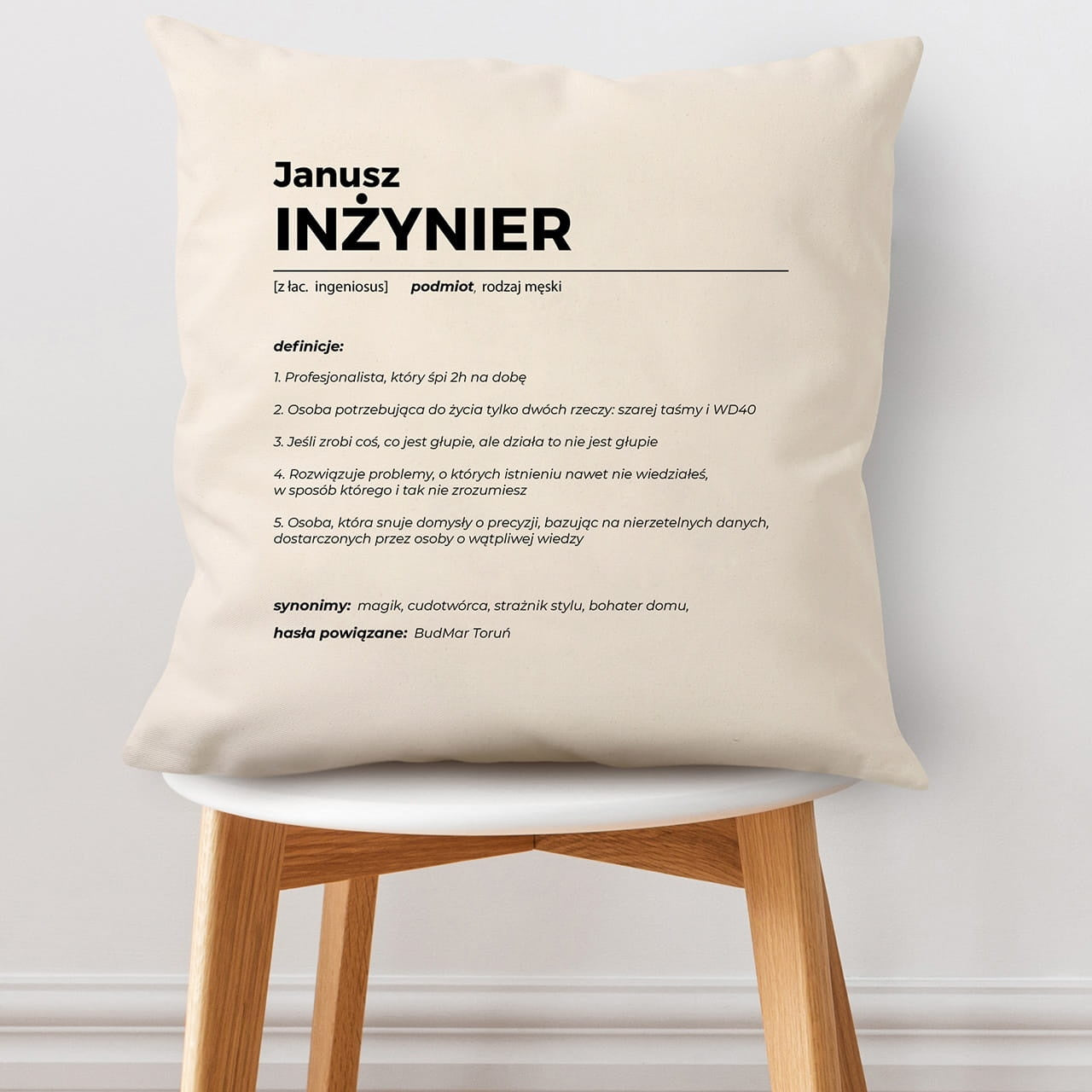 Poduszka dla inżyniera - definicja prezent dla inżyniera personalizowana poduszka poduszka z nadrukiem