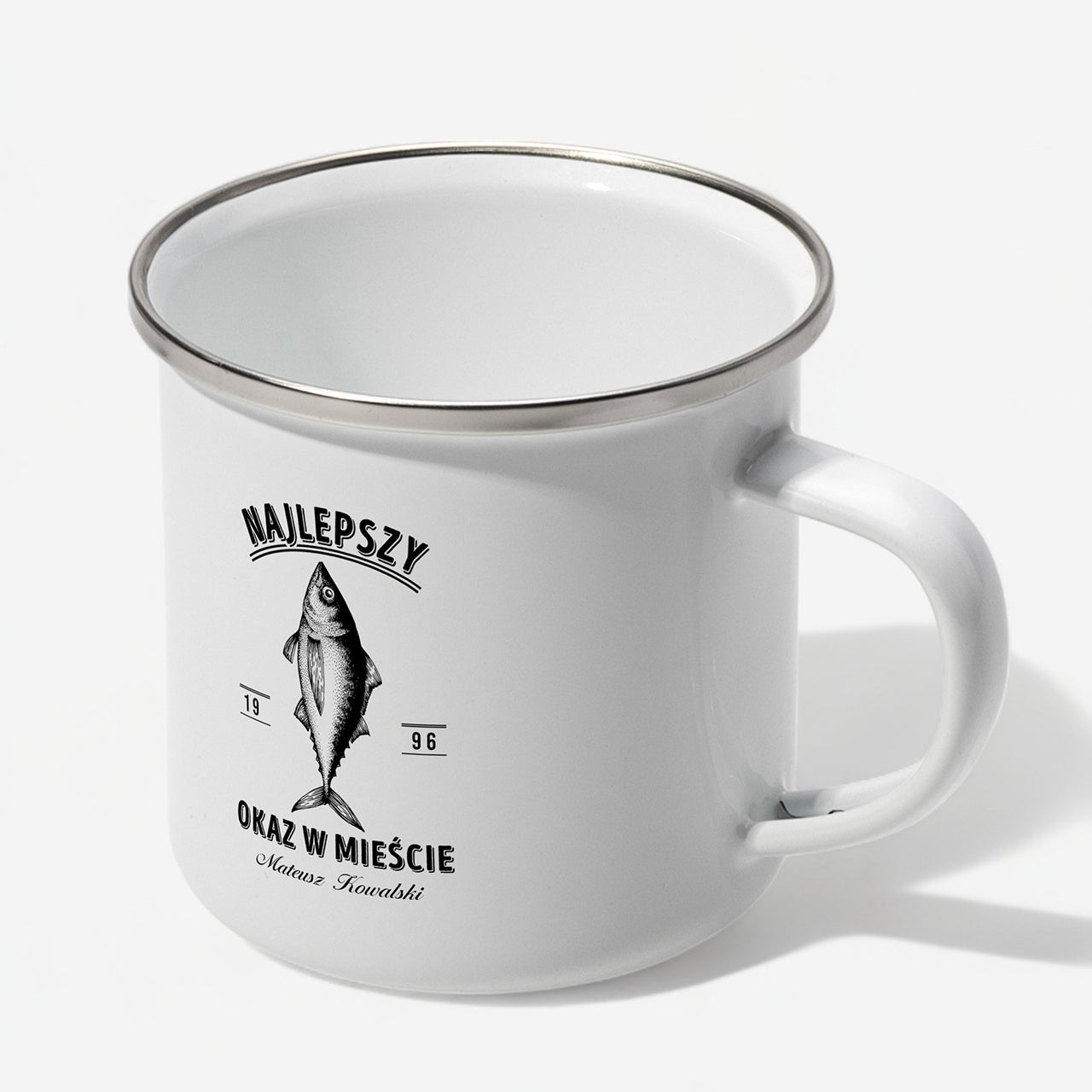 Emaliowany kubek wędkarza - Najlepszy Okaz kubek dla wędkarza prezent dla wędkarza prezent dla niego