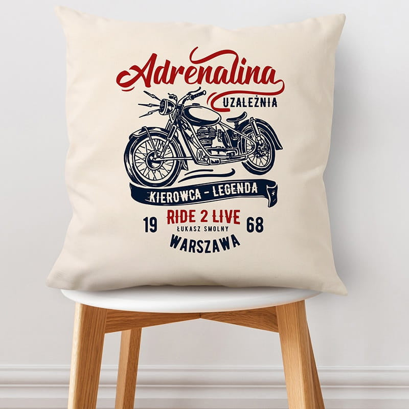 Poduszka na prezent dla motocyklisty prezent dla fana motocykli prezent dla fana motorów personalizowana poduszka