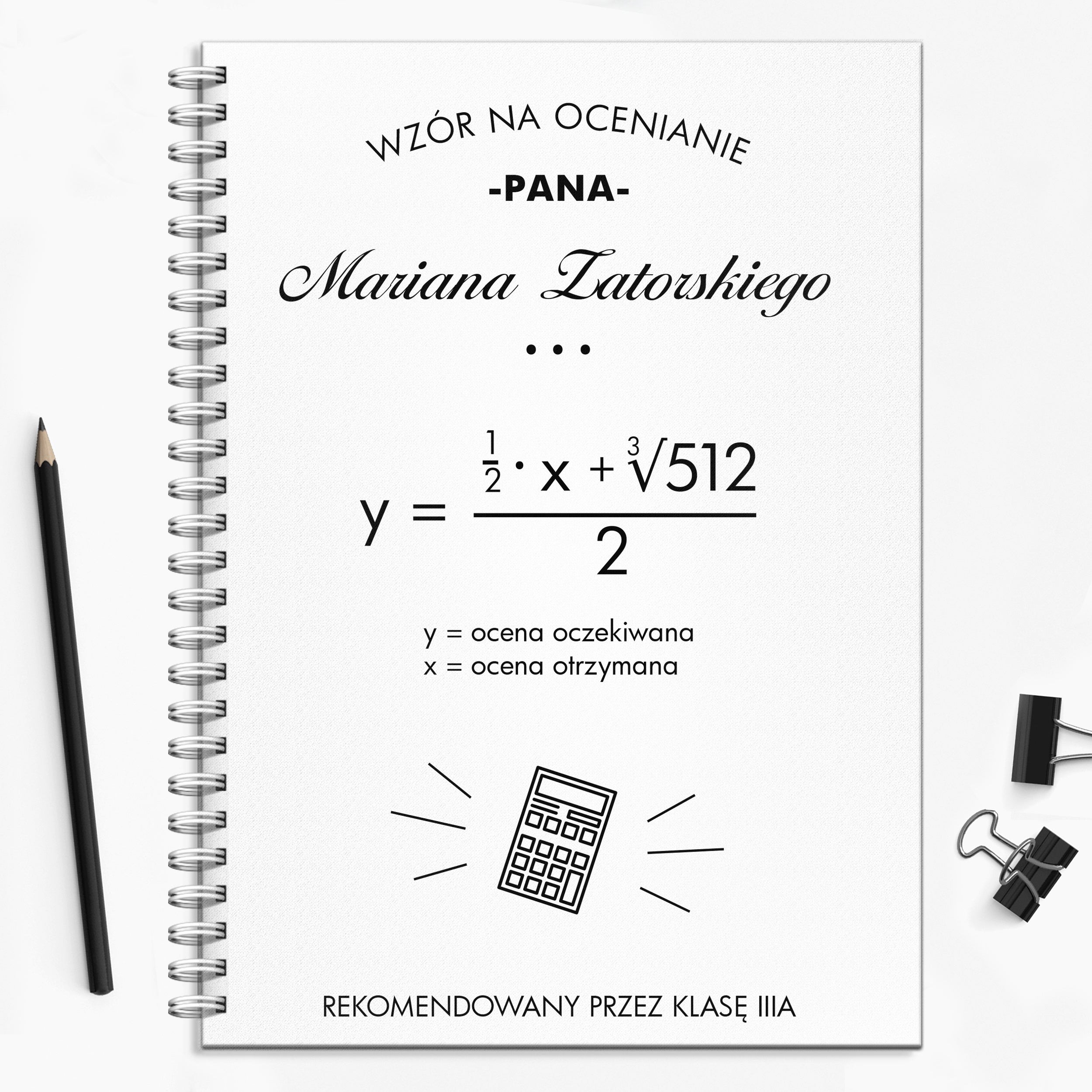 Notatnik dla nauczyciela matematyki - wzór na ocenianie prezent dla nauczyciela upominek dla nauczyciela