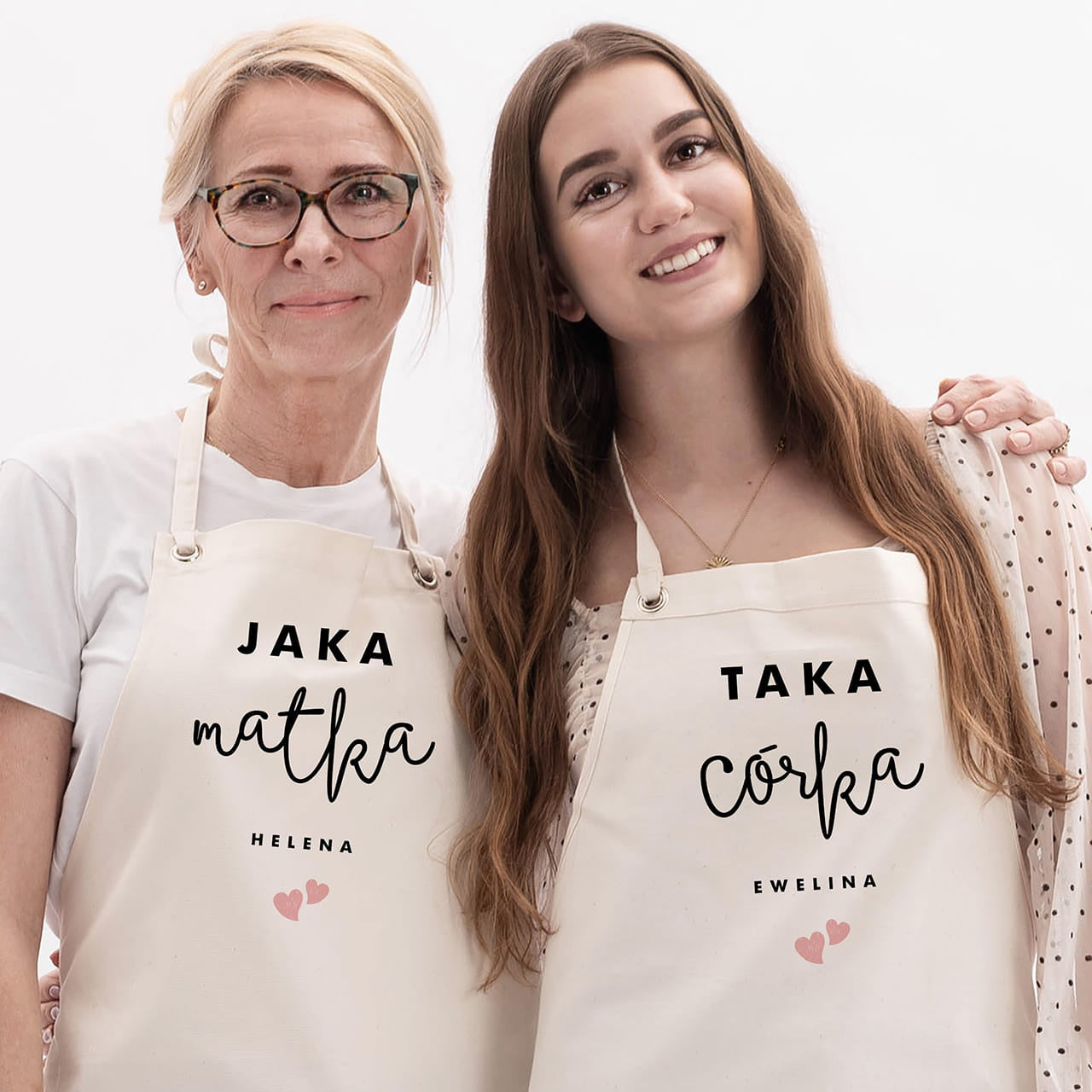 Komplet fartuchów dla mamy i córki z personalizacją fartuchy personalizowane prezent dla mamy i córki
