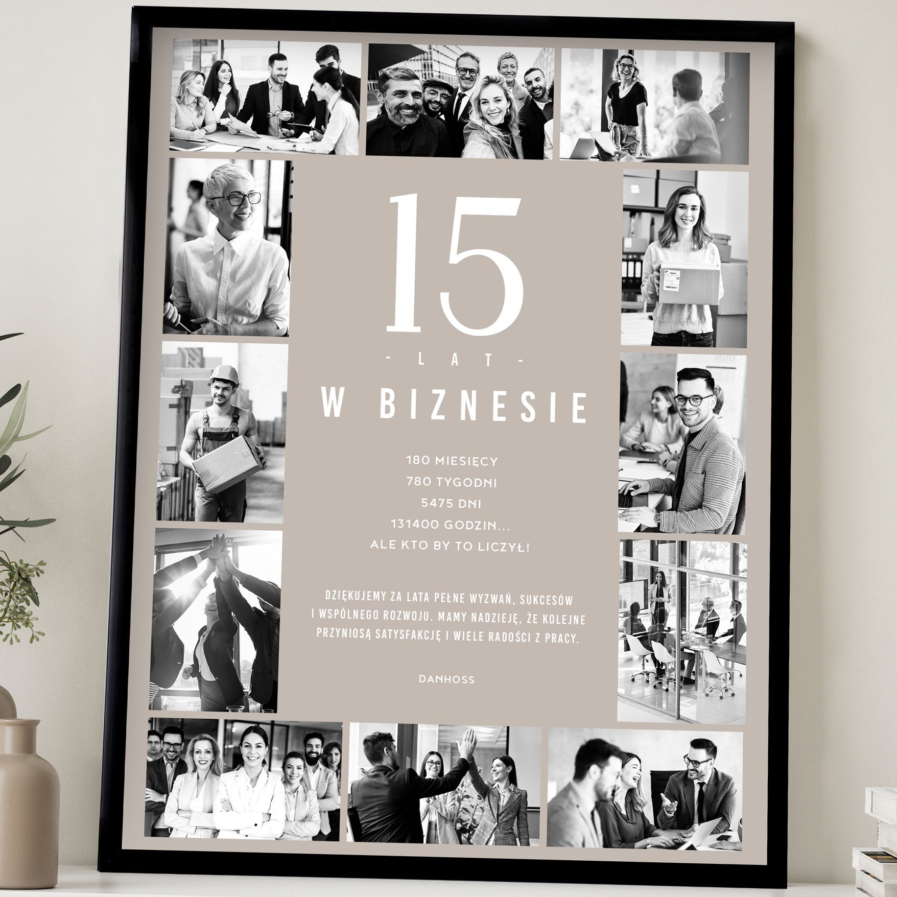 Plakat z okazji jubileuszu firmy dla pracownika