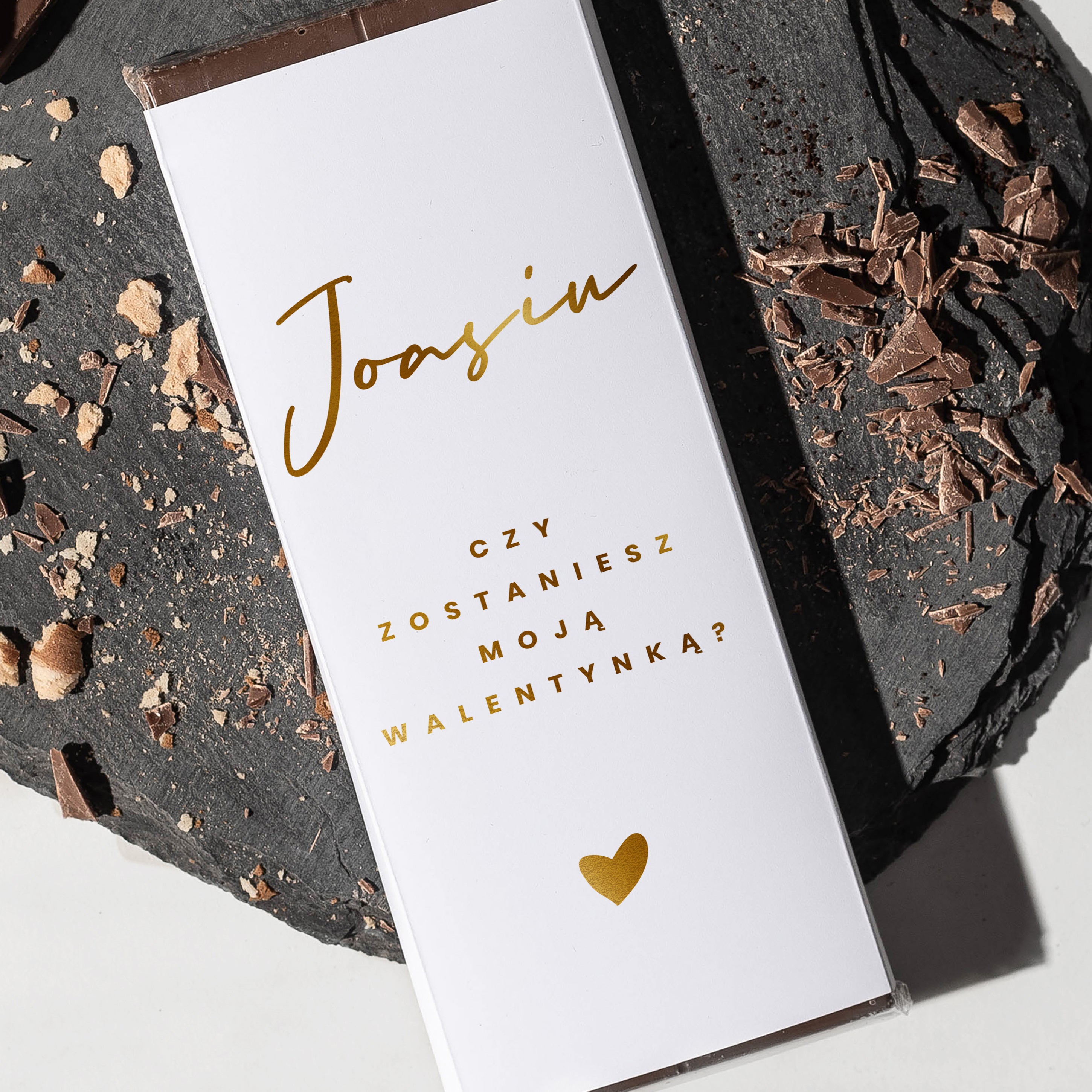 Czekolada ze złoceniem na Walentynki - czy zostaniesz moją walentynką? Słodki upominek czekolada na walentynki