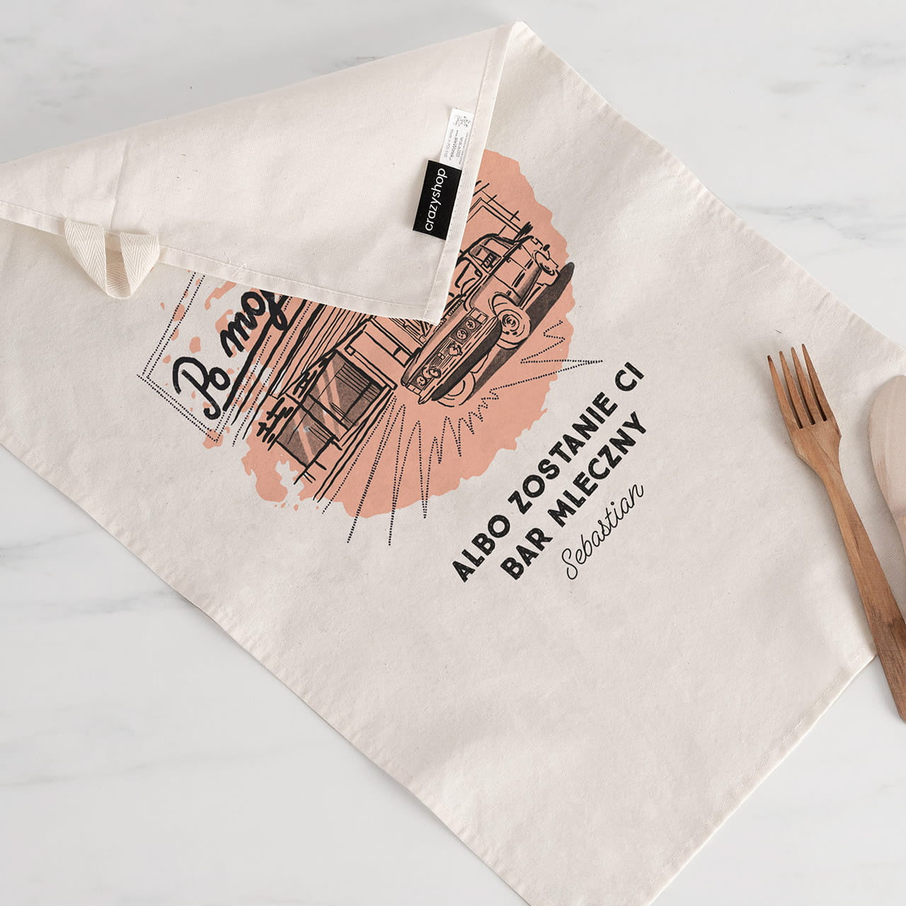 Personalizowany ręcznik kuchenny - prezent w stylu prl ręcznik z nadrukiem prezent prl ręcznik personalizowany