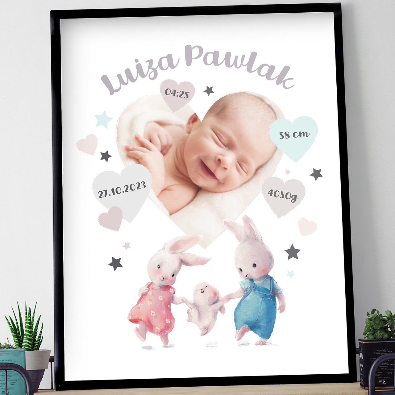 Plakat ze zdjęciem na Chrzest - Metryczka
