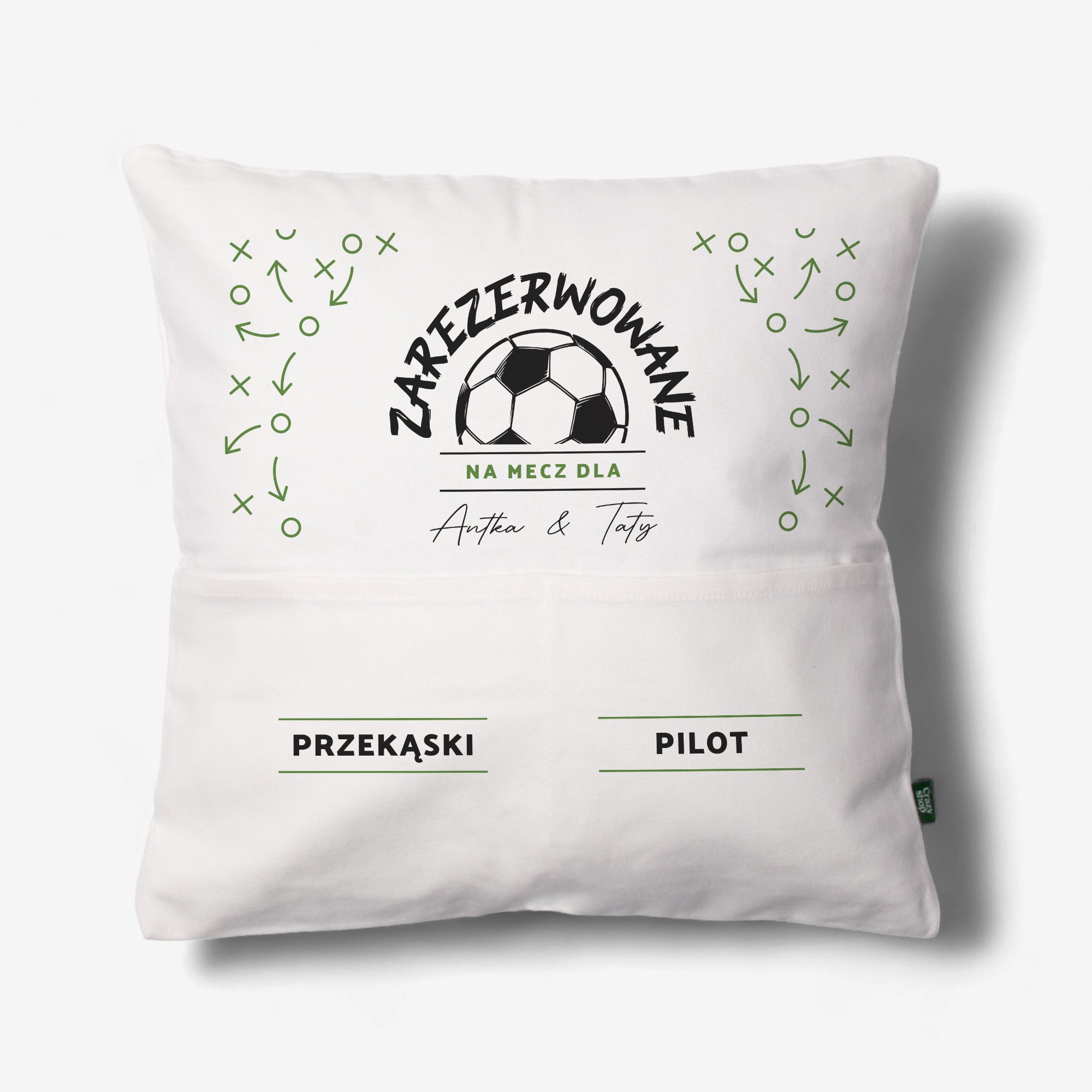 Poduszka z kieszeniami na prezent dla kibica