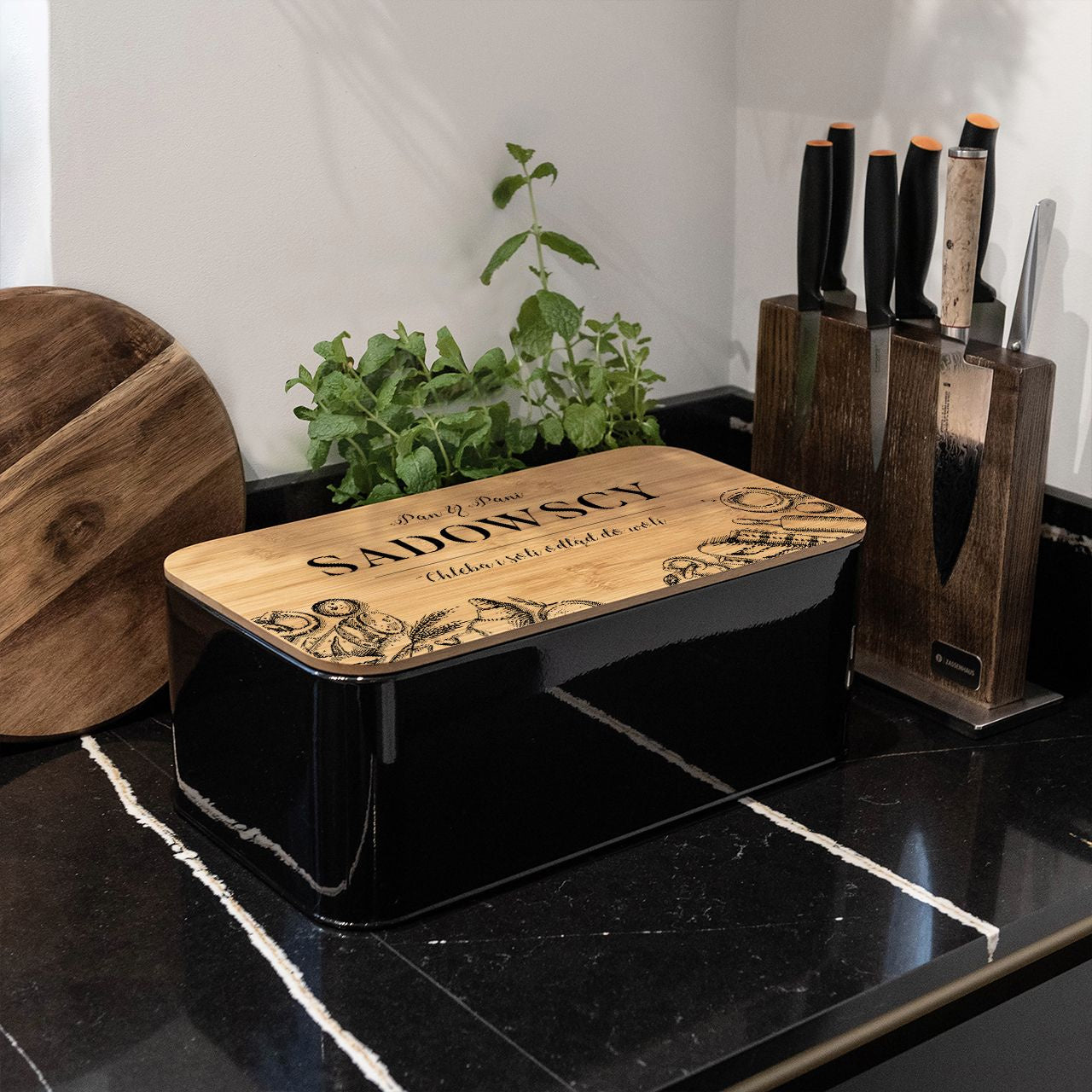 Personalizowany chlebak dla rodziny pojemnik na chleb pojemnik do chleba chlebak na pieczywo prezent dla rodziny