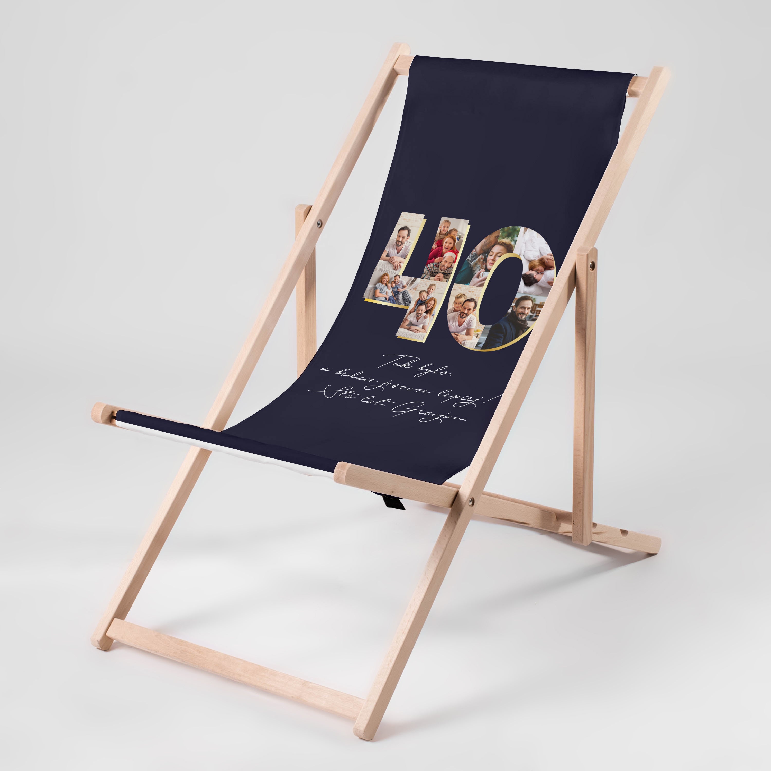 Personalizowany leżak ze zdjęciami na 40 urodziny