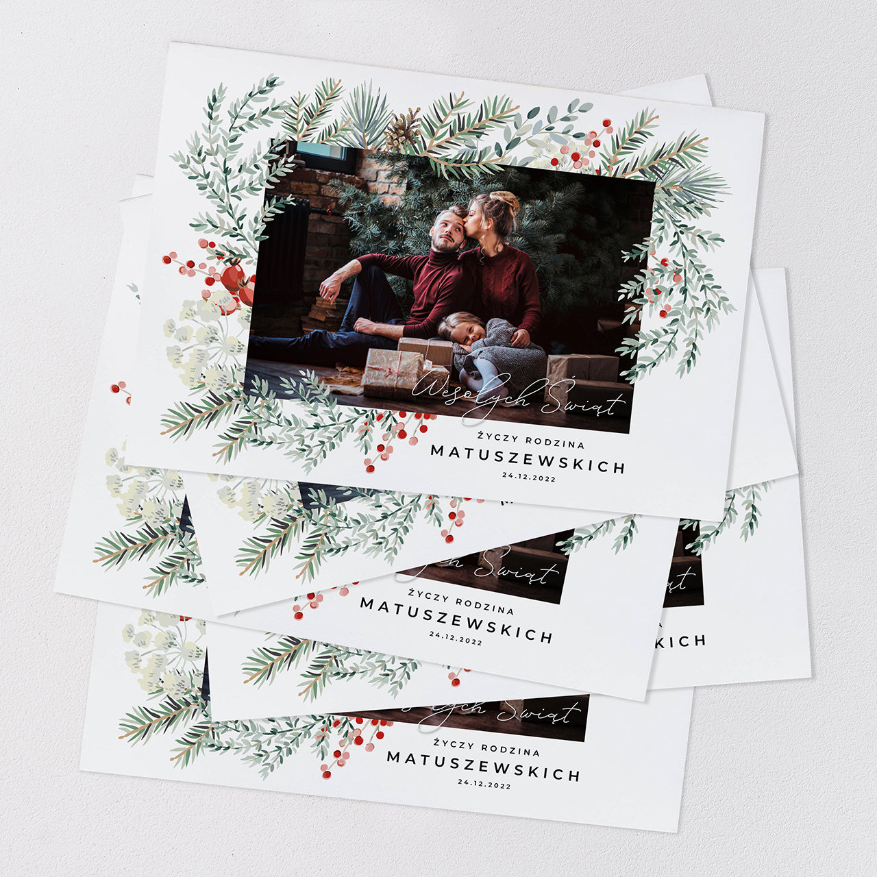 Kartki świąteczne ze zdjęciem - zestaw 5szt.