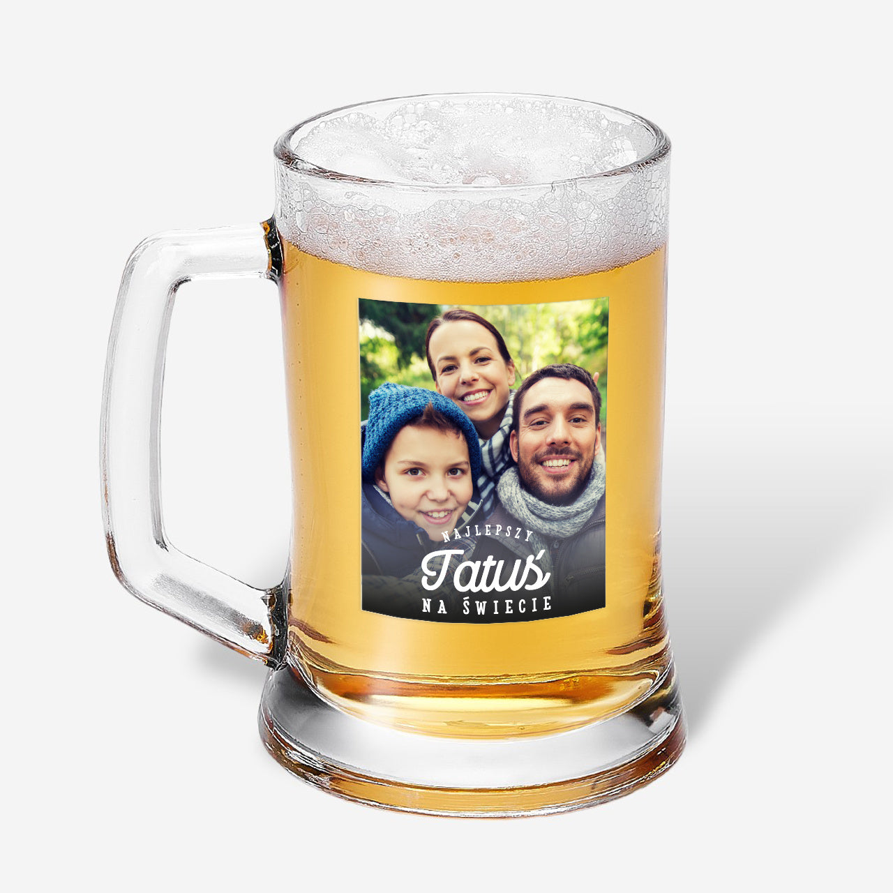 Personalizowany kufel do piwa ze zdjęciem dla taty