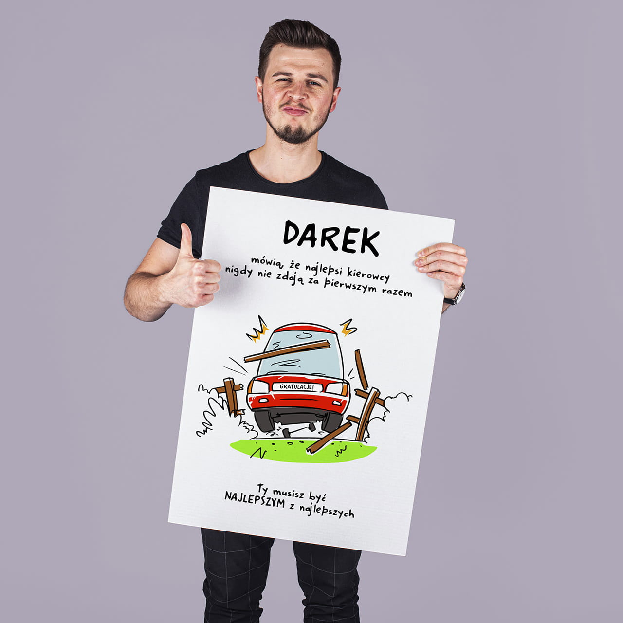 Kartka xxl za zdane prawo jazdy kartka gratulacyjna personalizowana kartka