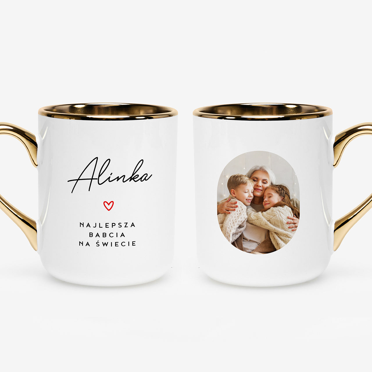 Kubek ze złoceniem z własnym zdjęciem - prezent dla babci dzień babci personalizowany kubek