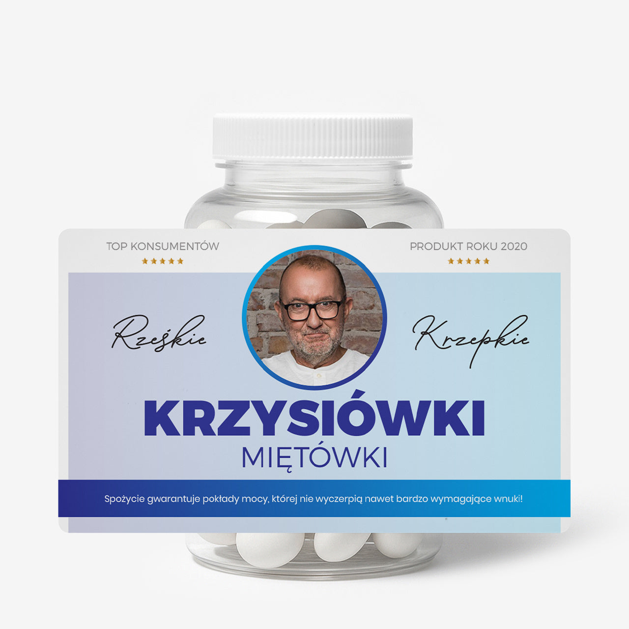 Zestaw prezentowy: miętówki + etykieta do naklejenia - upominek dla dziadka