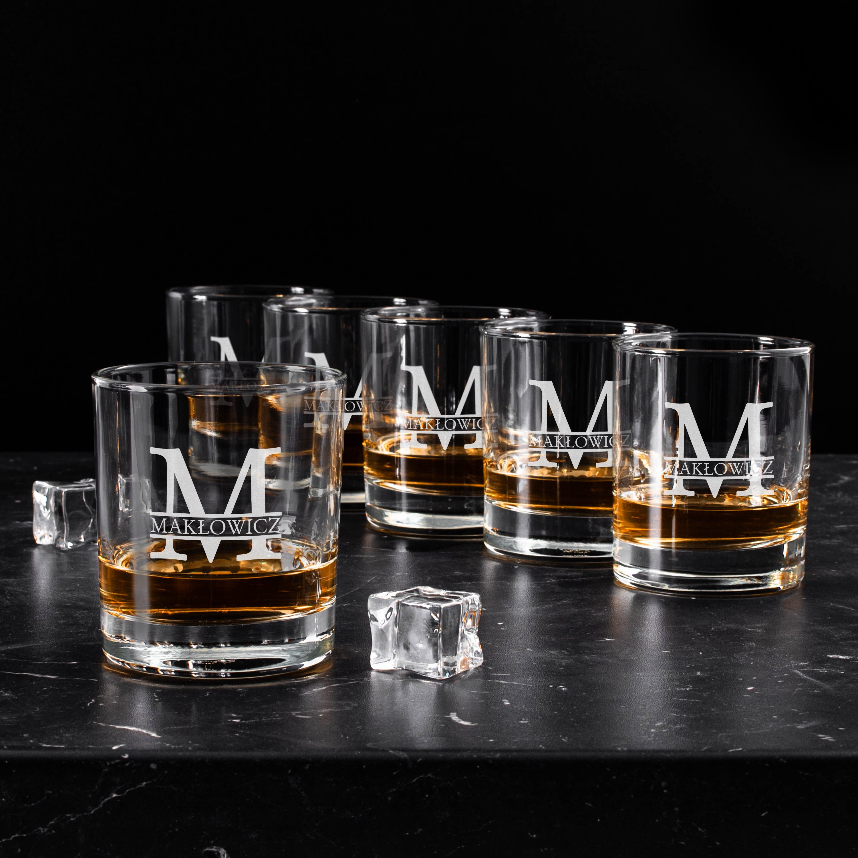 Zestaw szklanek do whisky na prezent urodzinowy - Monogram