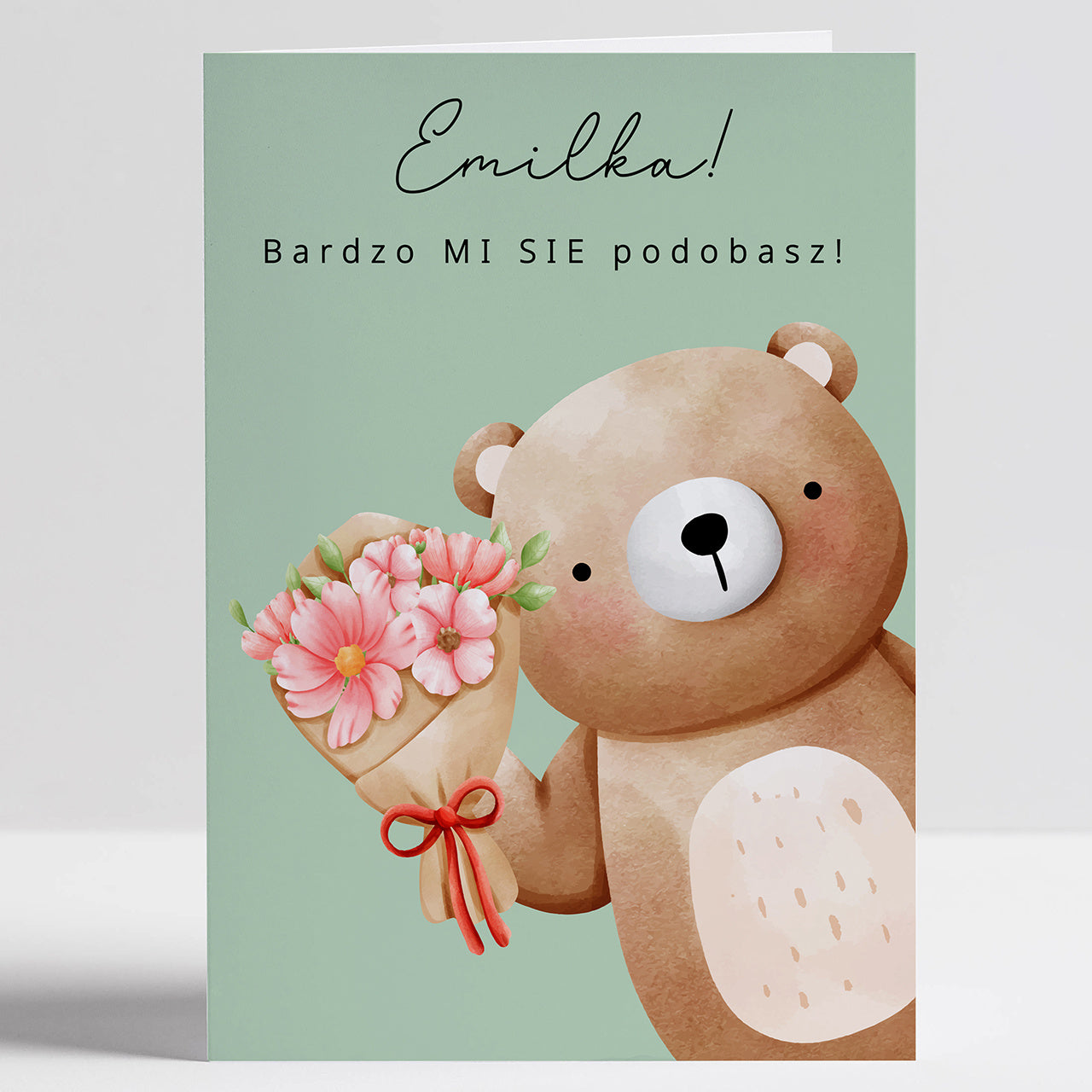 Personalizowana kartka walentynkowa z misiem