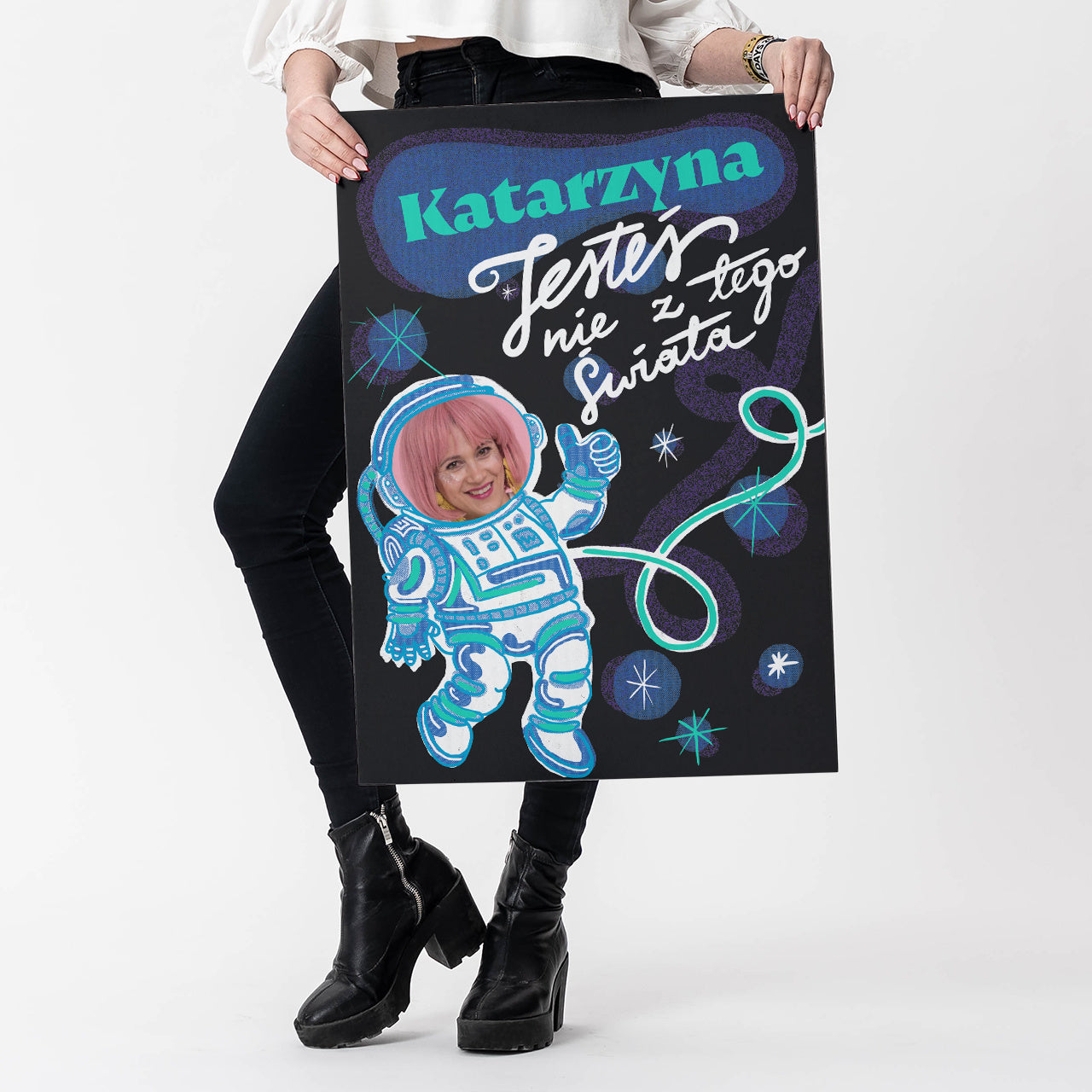 Personalizowana kartka dla dziewczyny - prezent dla miłośnika kosmosu prezent dla dziewczyny kartka personalizowana