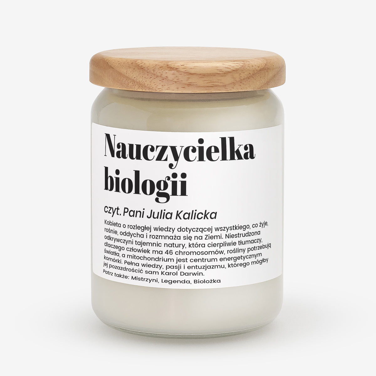 Świeca personalizowana dla nauczycielki - prezent dla nauczycielki biologii