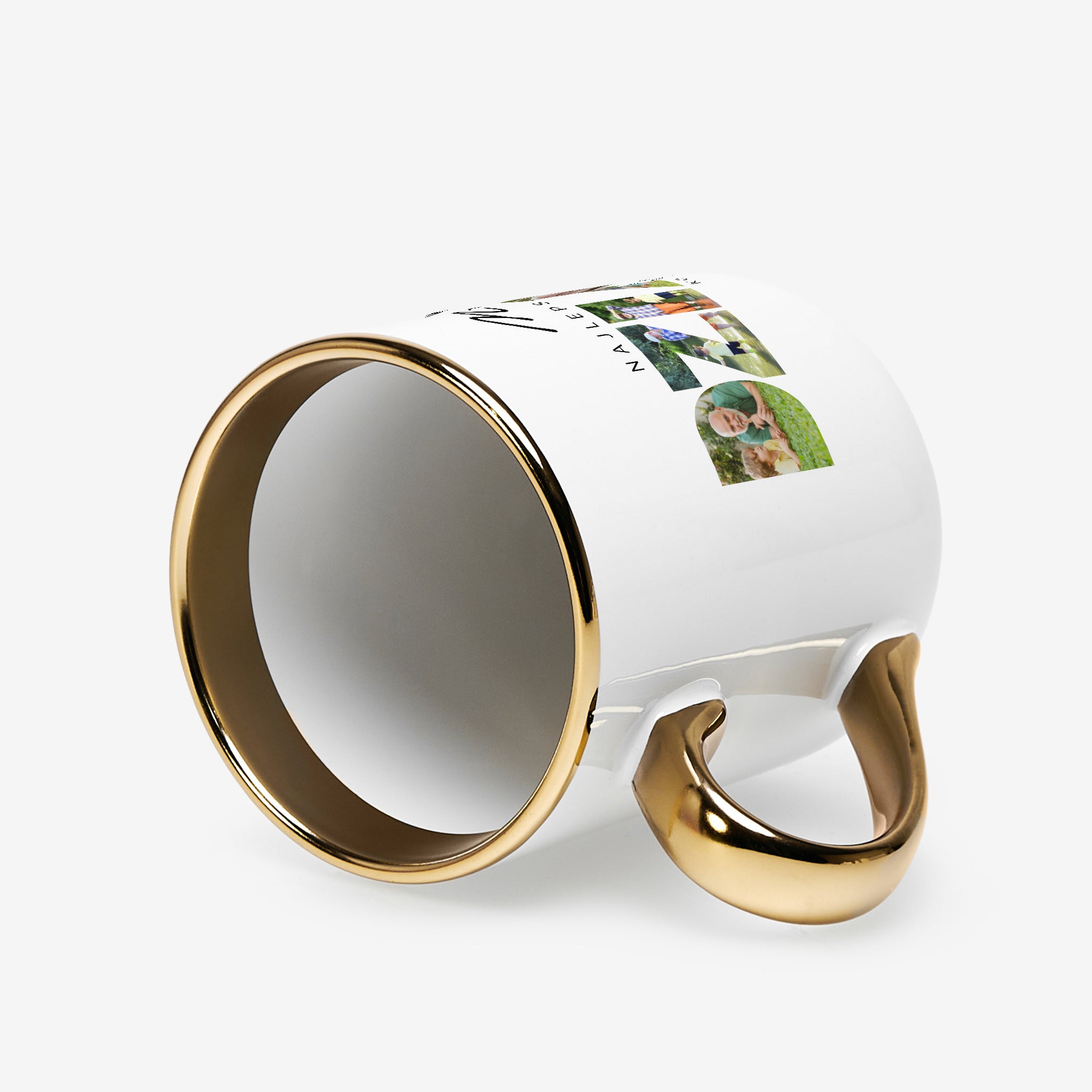 Biało-złoty kubek - prezent dla dziadka 