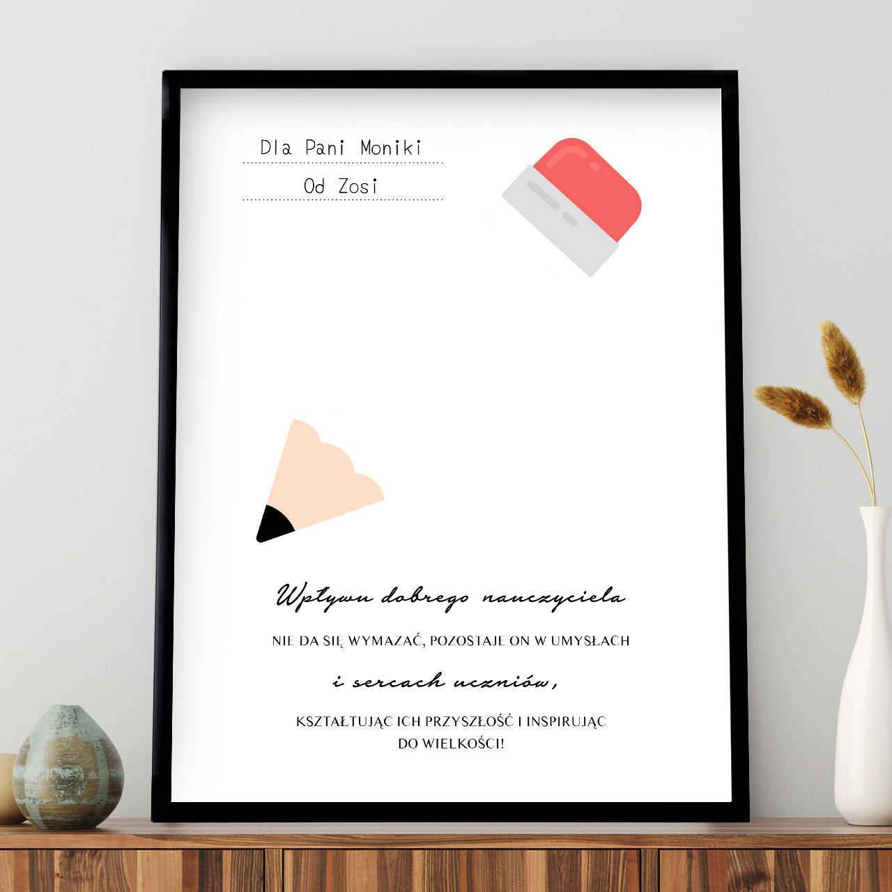 Plakat dla przedszkolanki z odciskiem dłoni prezent dla przedszkolanki prezent dla pani z przedszkola