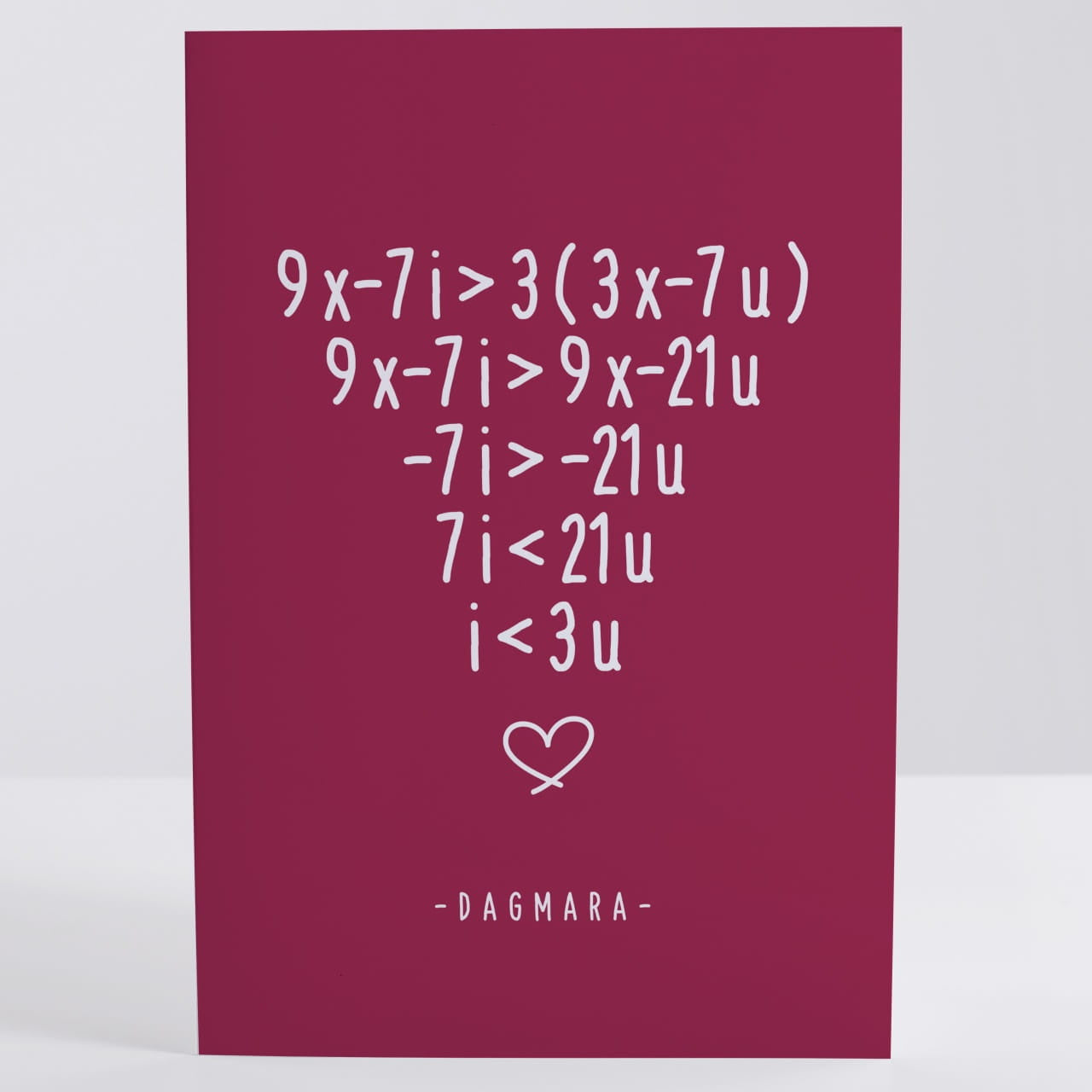 Kartka dla chłopaka na walentynki - równanie miłości