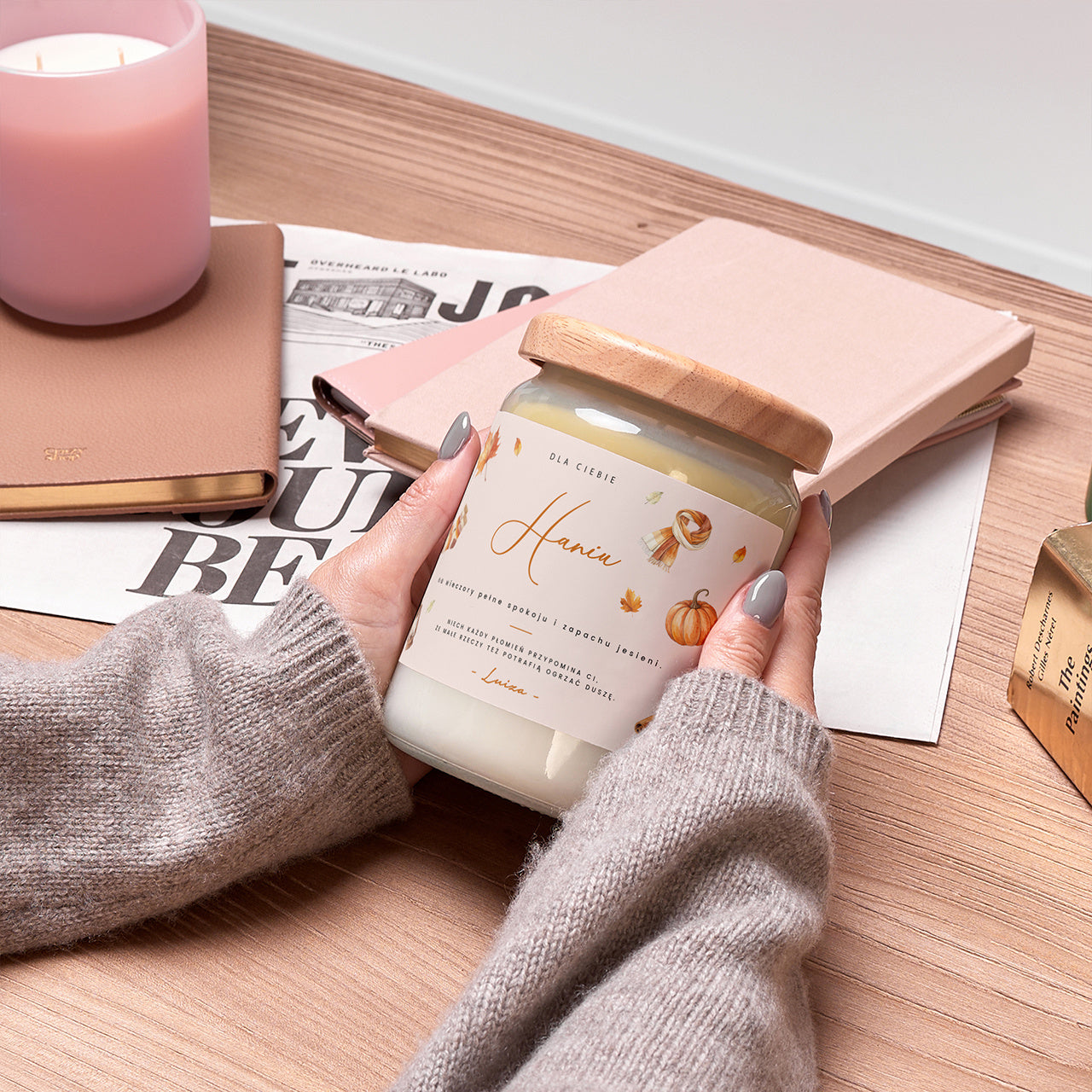 Personalizowana świeca dla jesieniary wyjątkowy prezent dla jesieniary świeca świeczka personalizowana