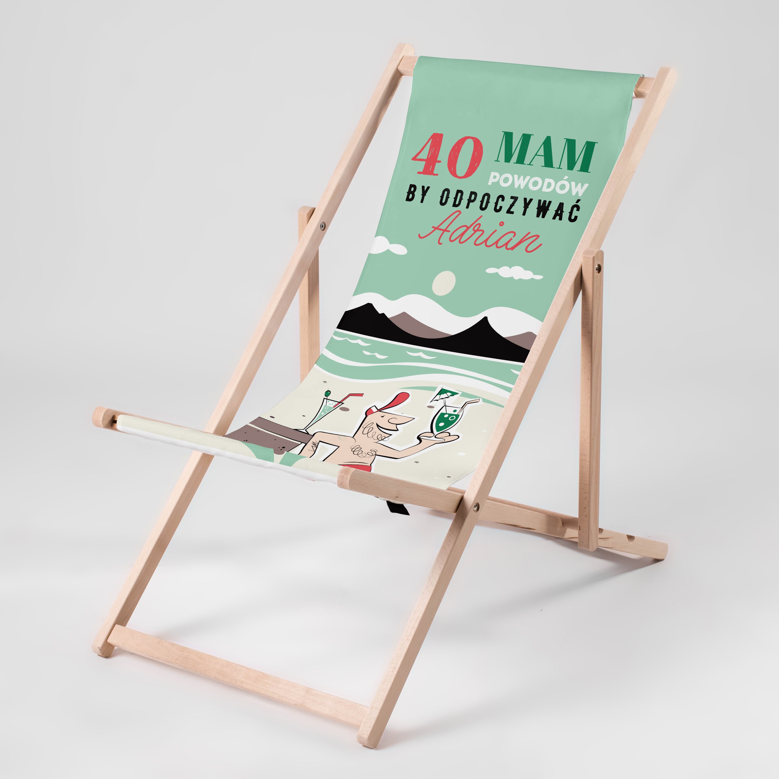 Leżak plażowy - prezent na 40 dla niego zabawny prezent dla mężczyzny leżak personalizowany na urodziny