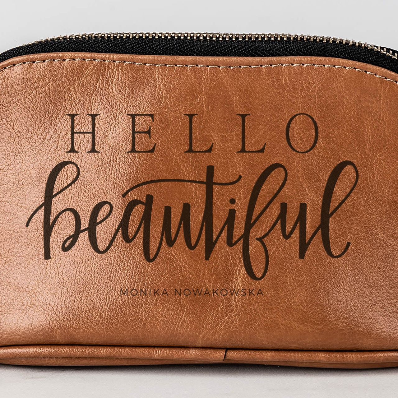 Kosmetyczka skórzana - Hello - prezent dla nastolatki prezent dla dziewczyny damska kosmetyczka