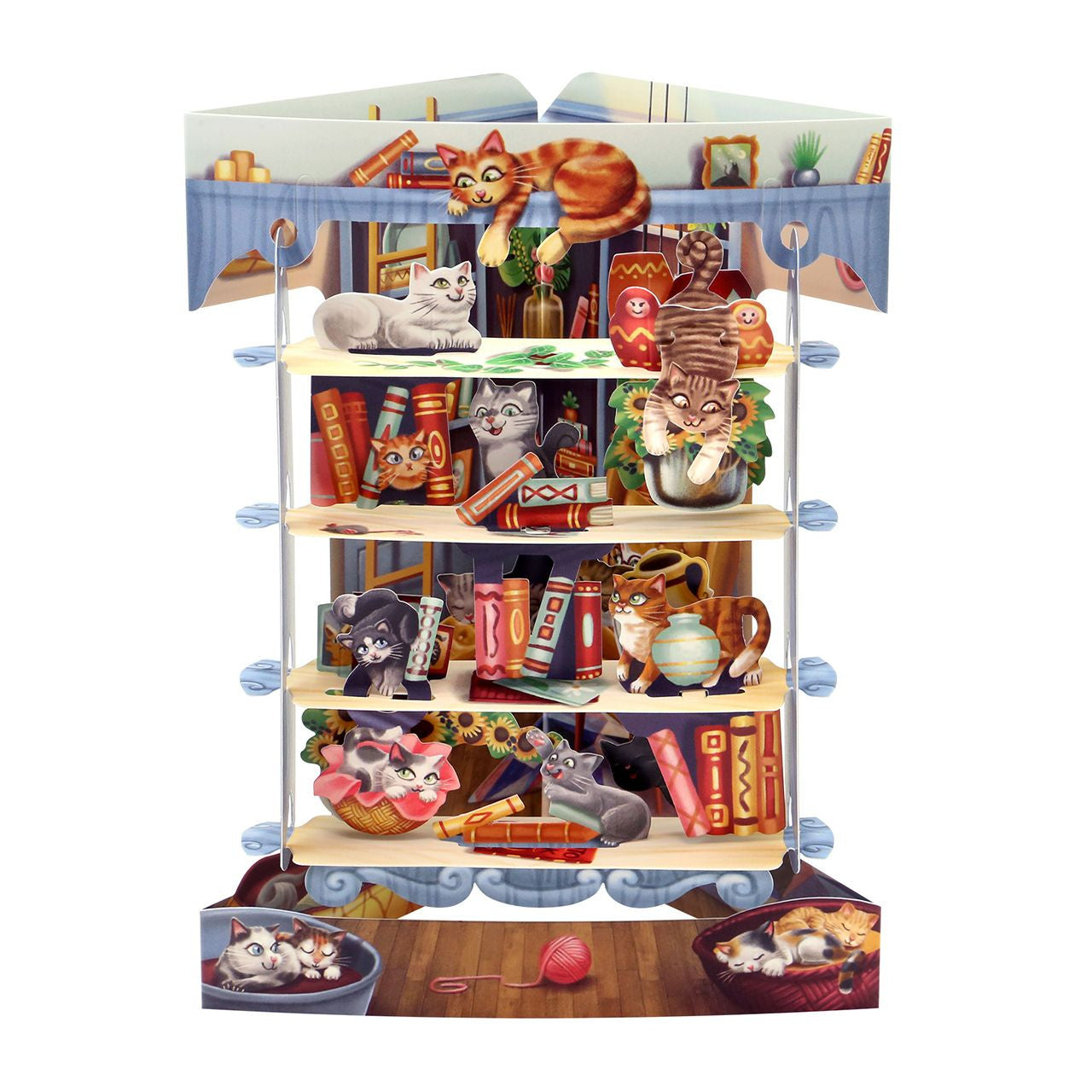 Kartka dla książkary - biblioteczka z kotami Santoro's Swing Cards