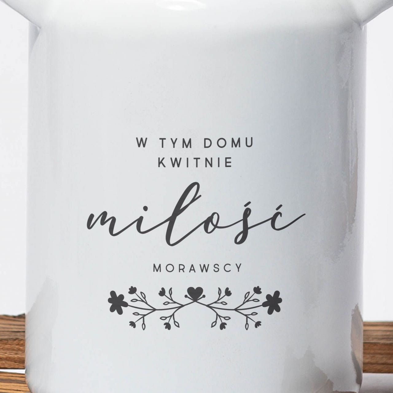 Personalizowany wazon emaliowany na parapetówkę