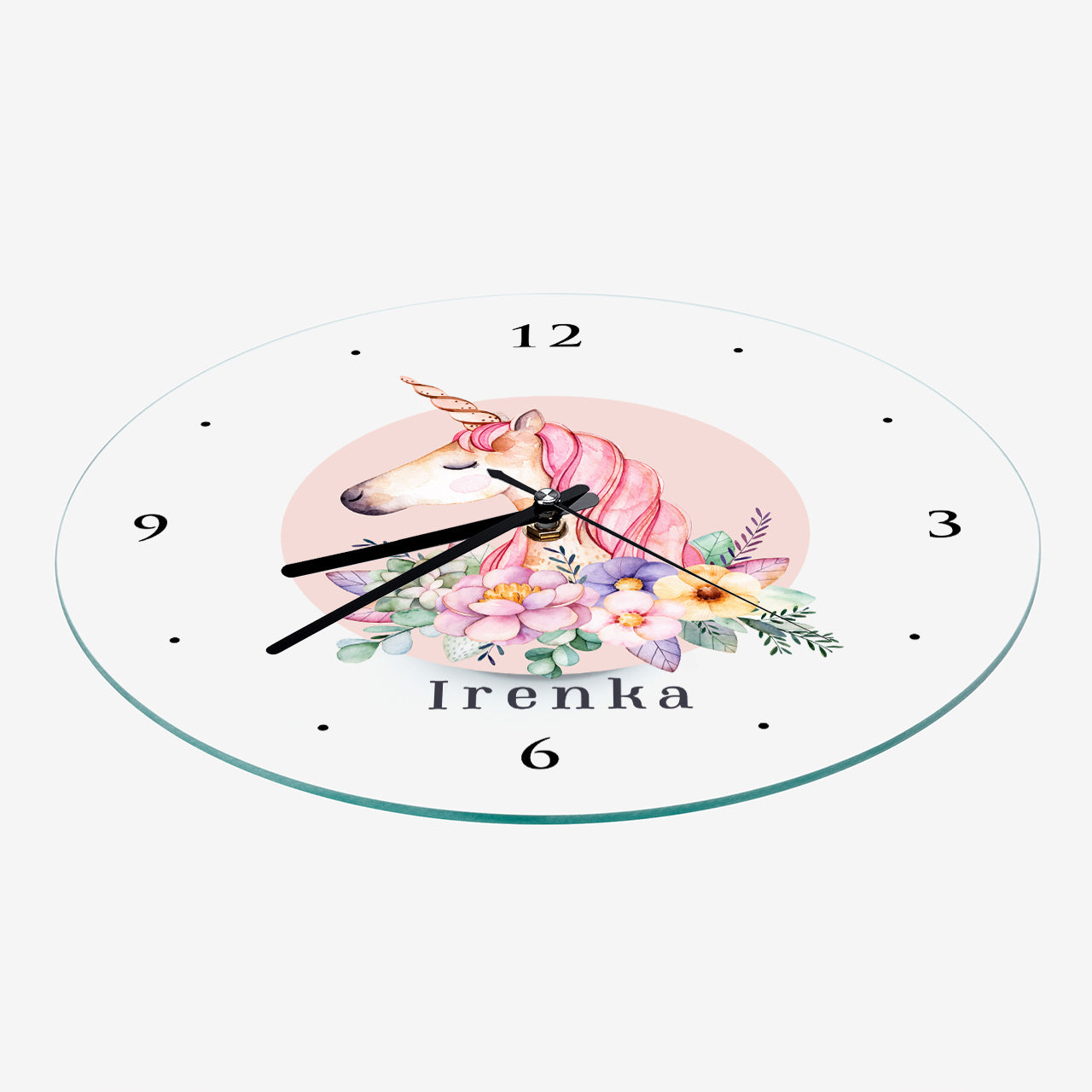 Personalizowany zegar z jednorożcem dla dziewczynki