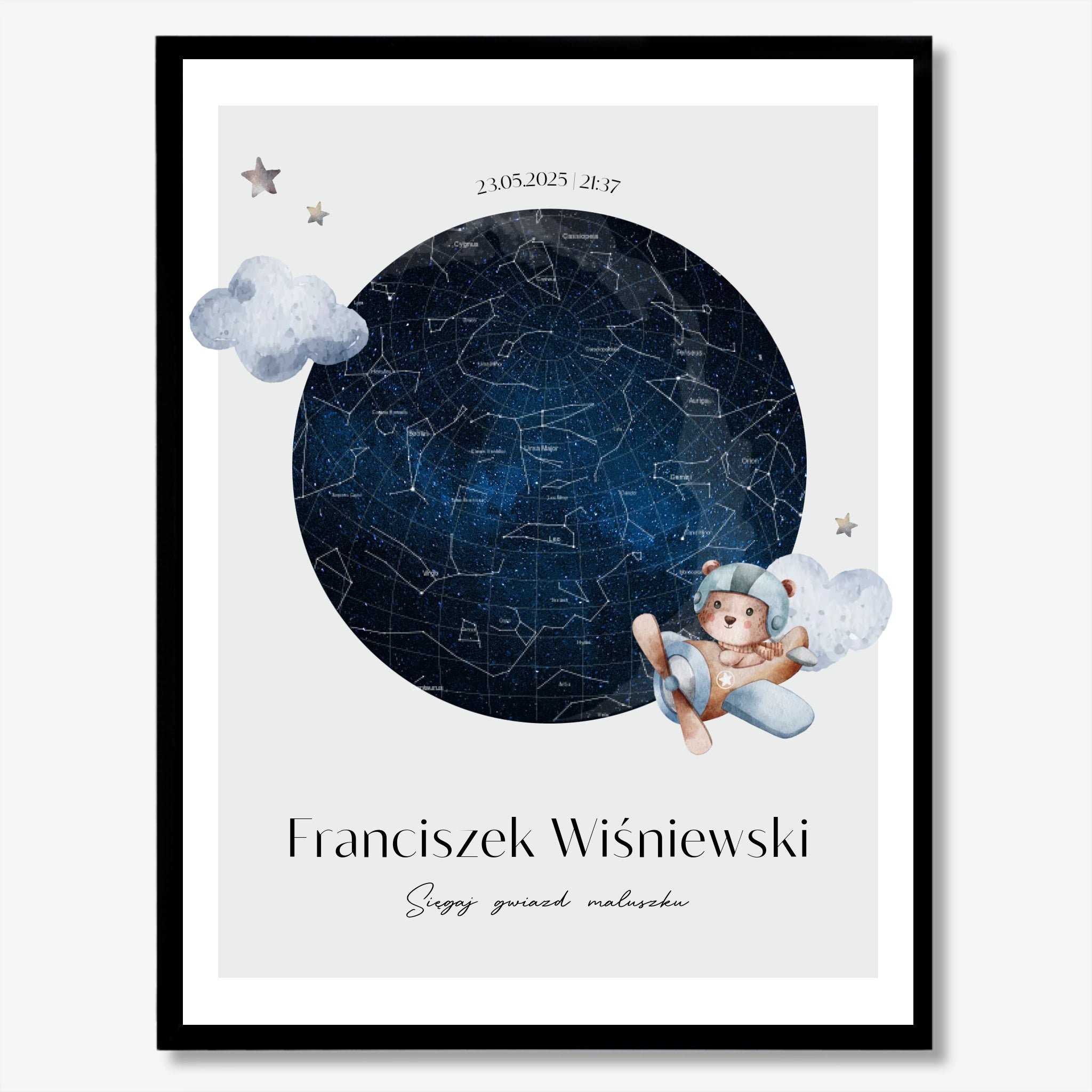 Plakat do pokoju chłopca MAPA GWIAZD plakat dla chłopca prezent dla dziecka prezent dla chłopca